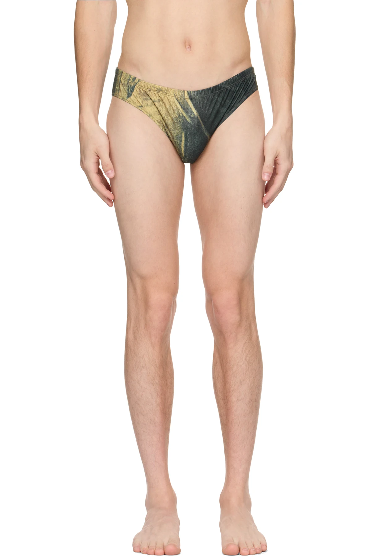 SSENSE Exclusive Navy & Yellow Body Printed Water Swim Briefs