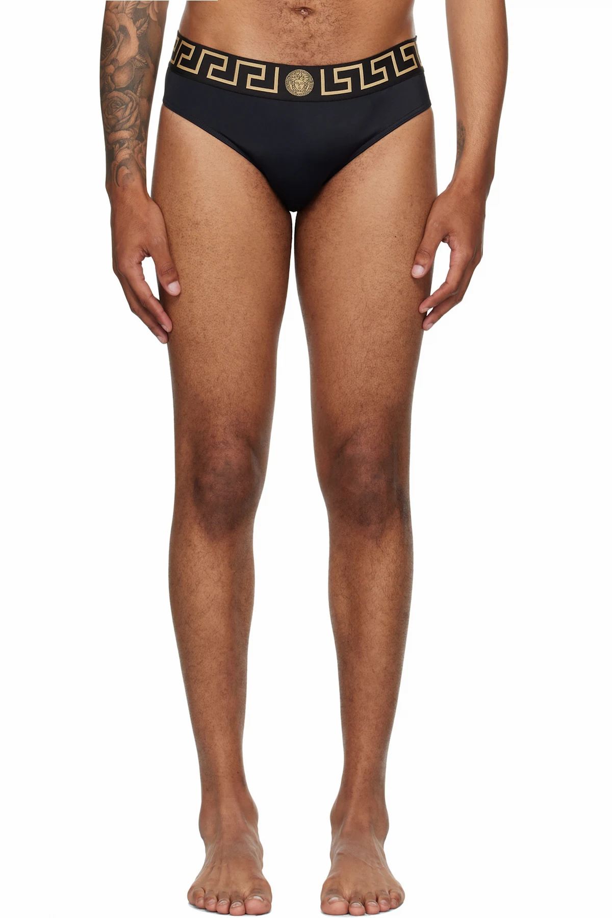 Black Greca Border Swim Briefs