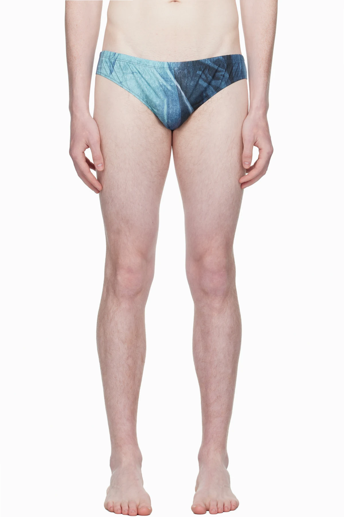 Blue Printed Water Swim Briefs
