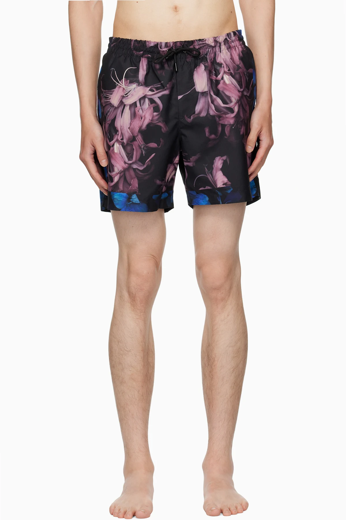 Black & Blue Patterned Swim Shorts