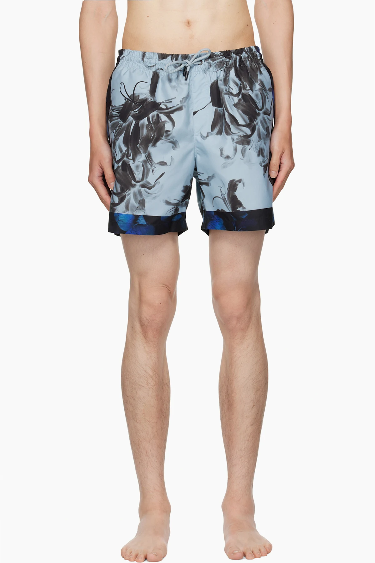 Blue Patterned Swim Shorts
