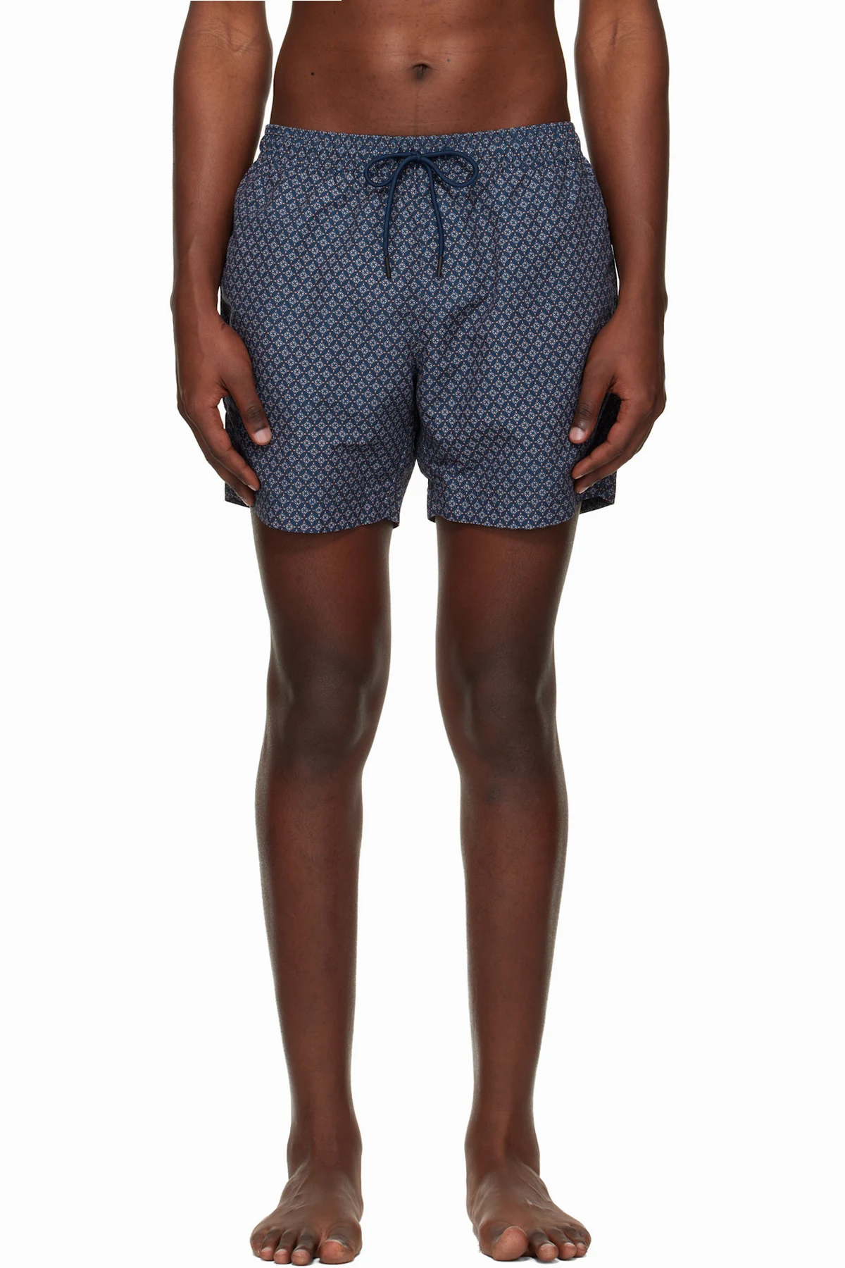 Navy & Orange Micro-Print Swim Shorts