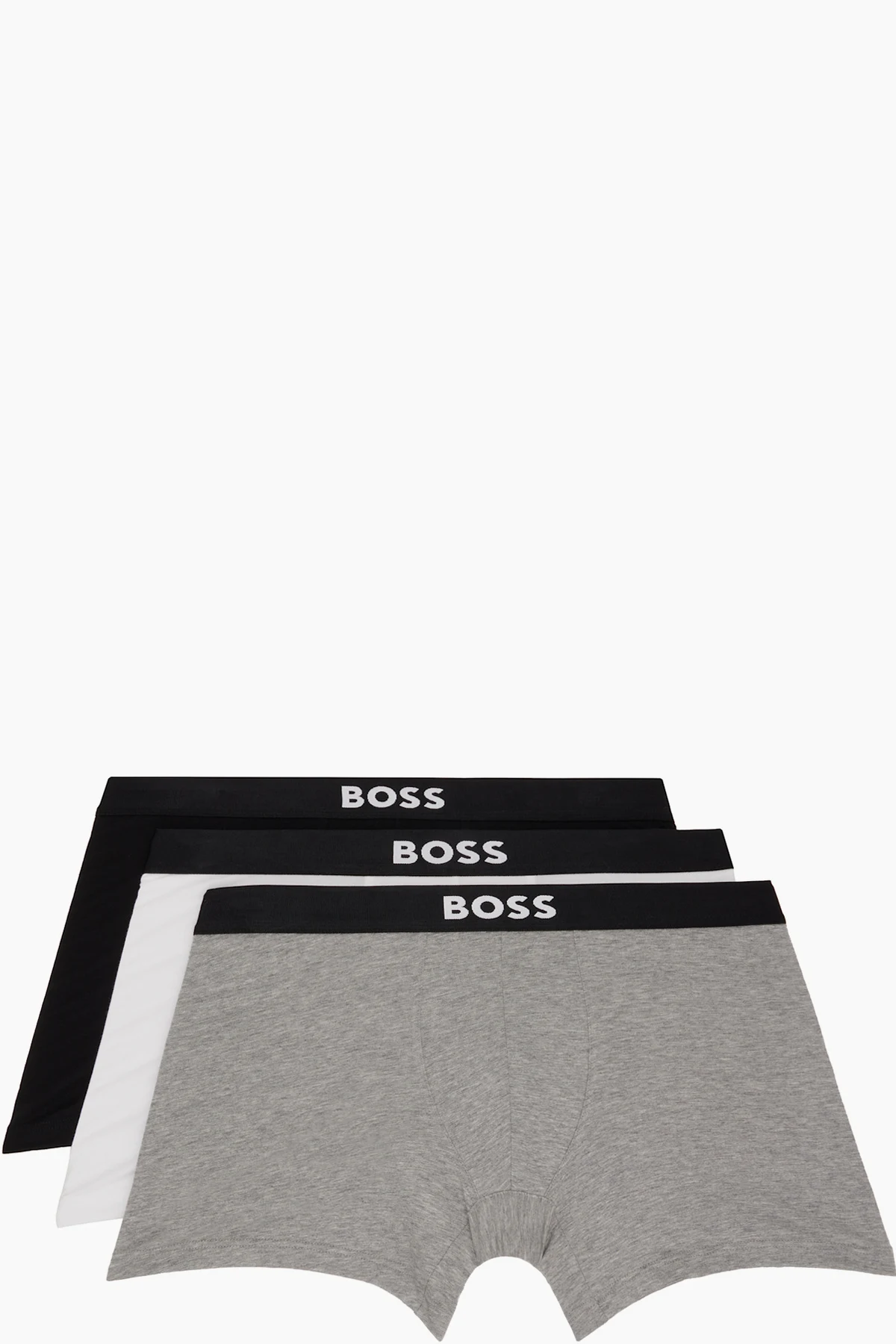 Three-Pack White & Black Logo-Waistband Boxer Briefs