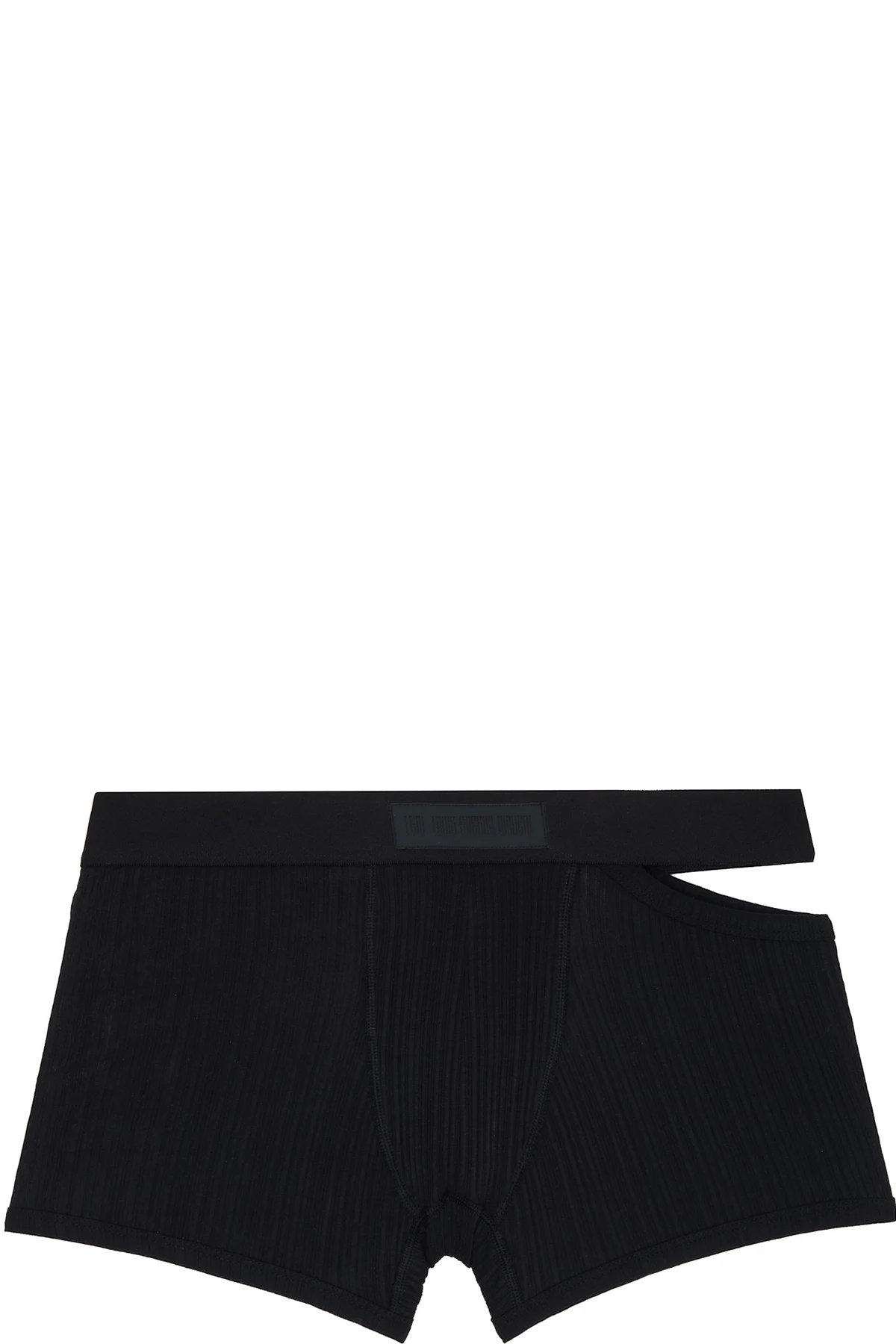 Black Asymmetrical Opening Cotton Boxer Briefs