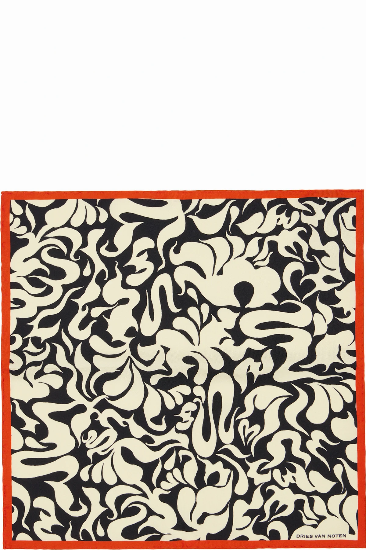 Off-White & Black Silk Pocket Square