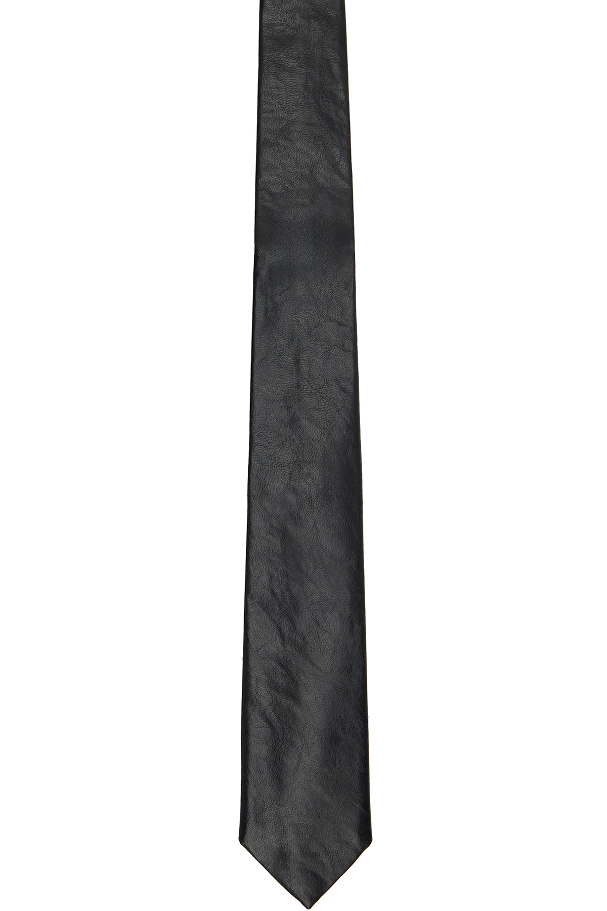 Black Real Fake Leather Tie