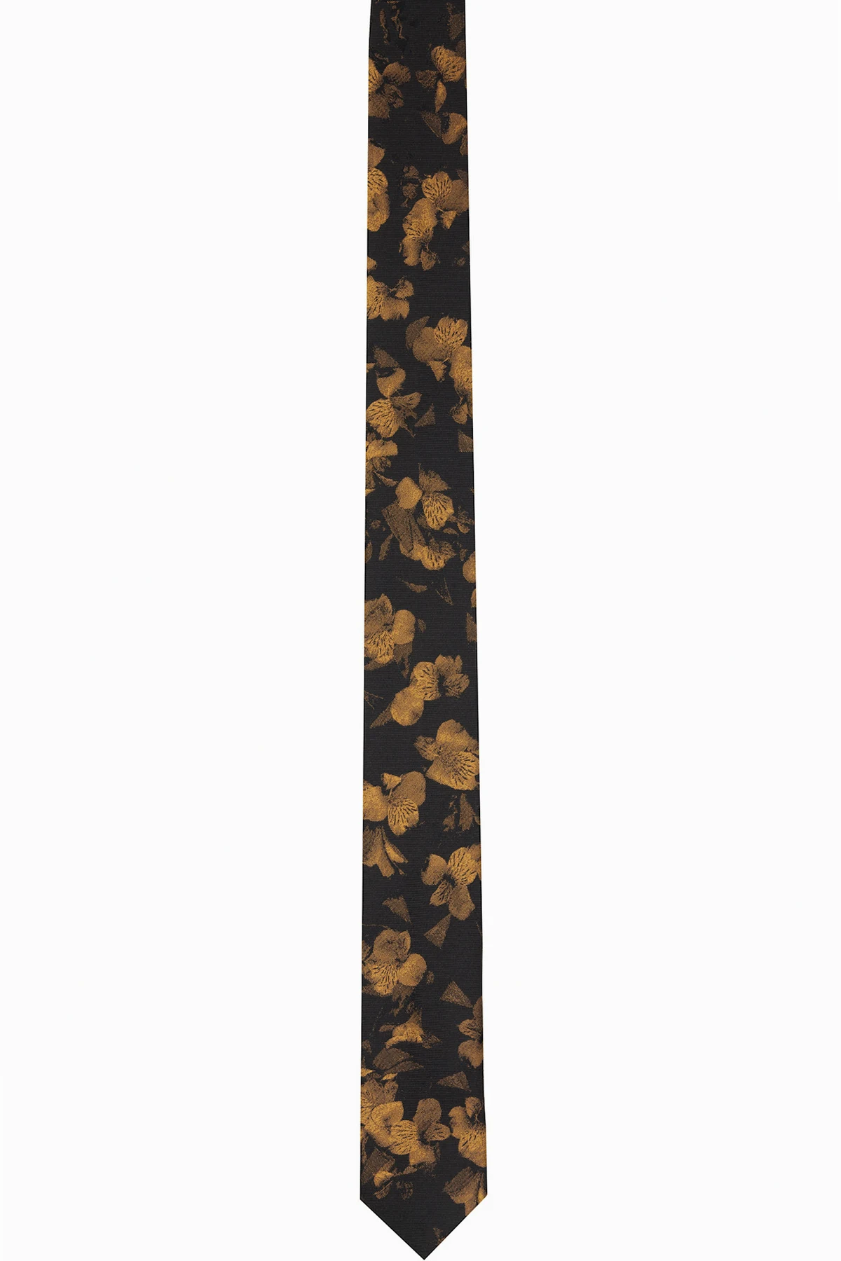 Black & Yellow Printed Narrow Silk Tie