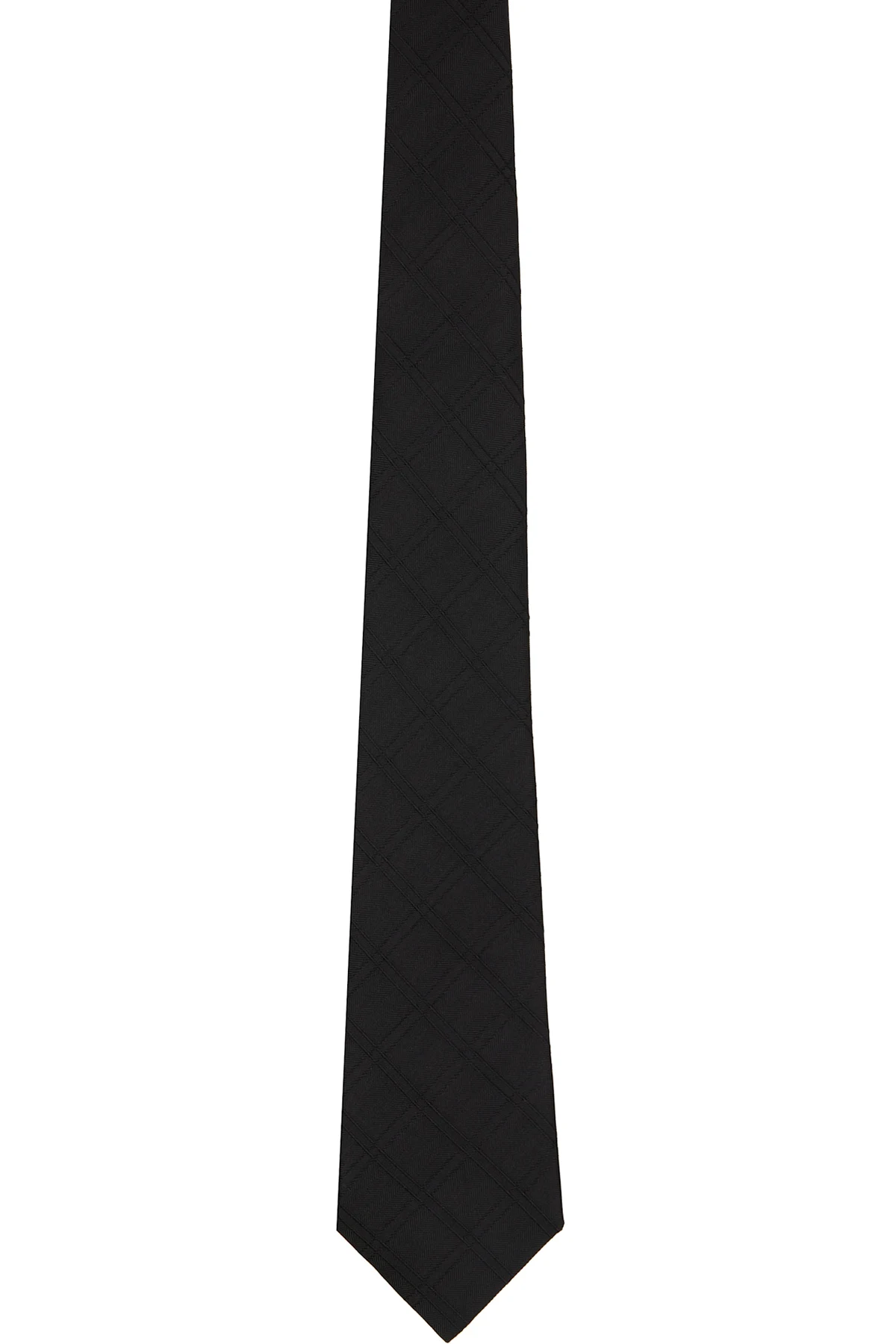 Black Medium Check Silk Tie