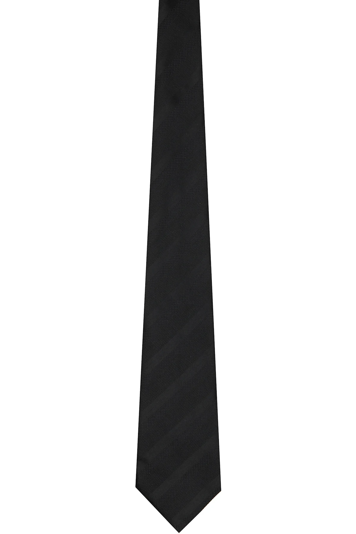 Black Thin Diagonal Stripe Silk Tie