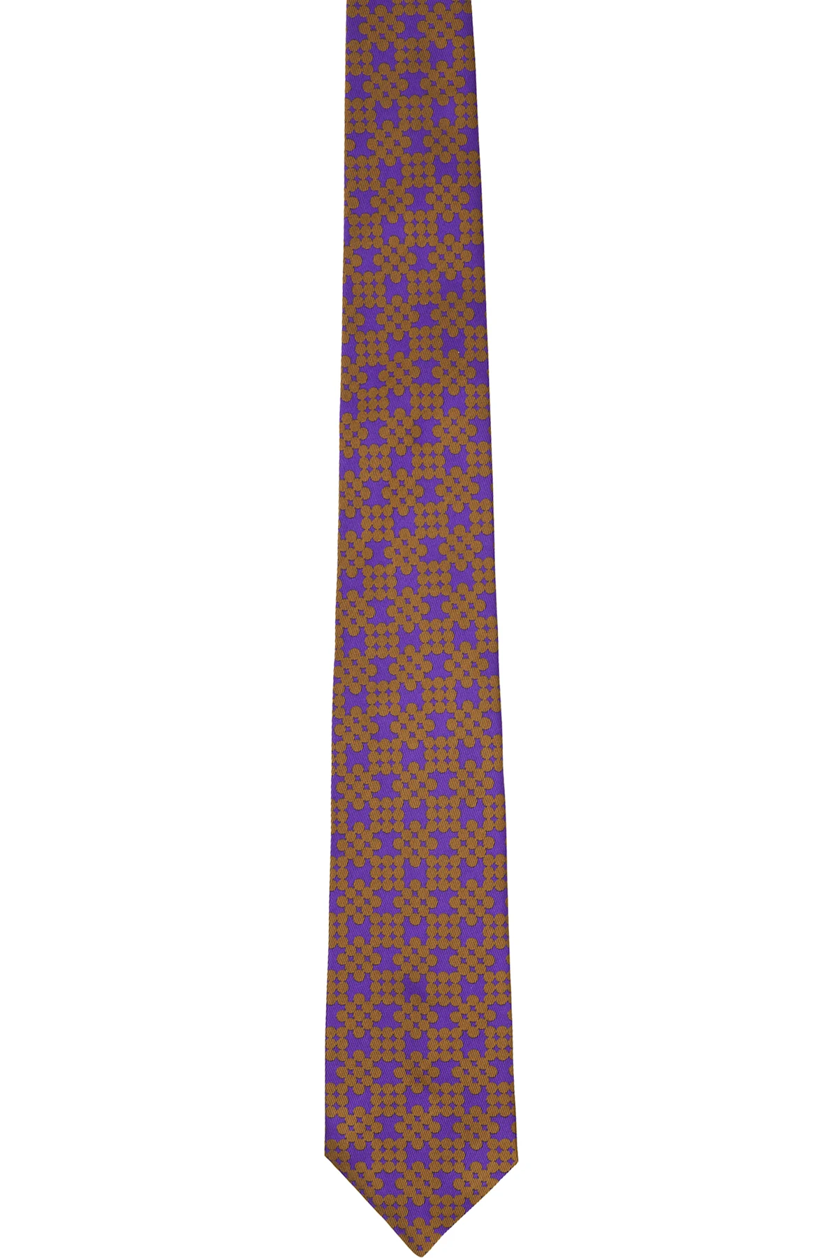 Purple & Orange Printed Silk Tie