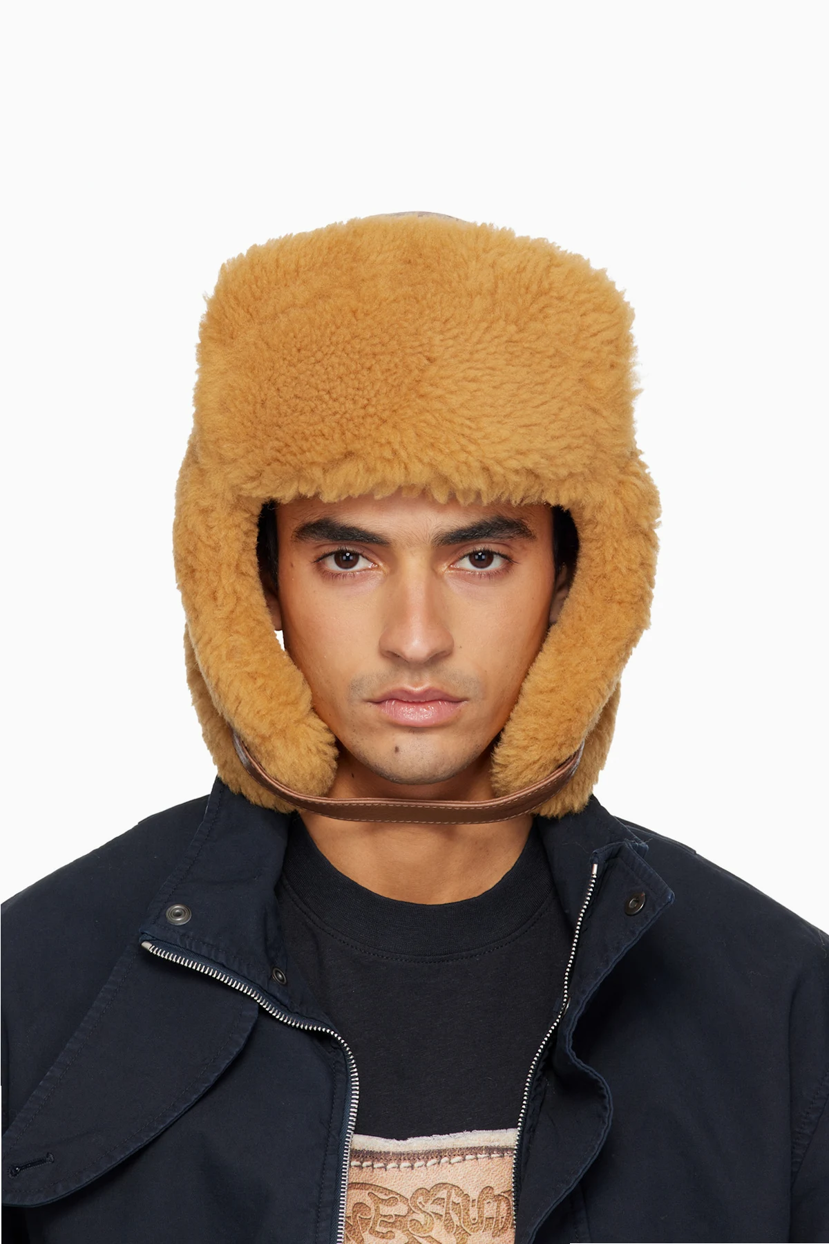 Brown Shearling Aviator Hat