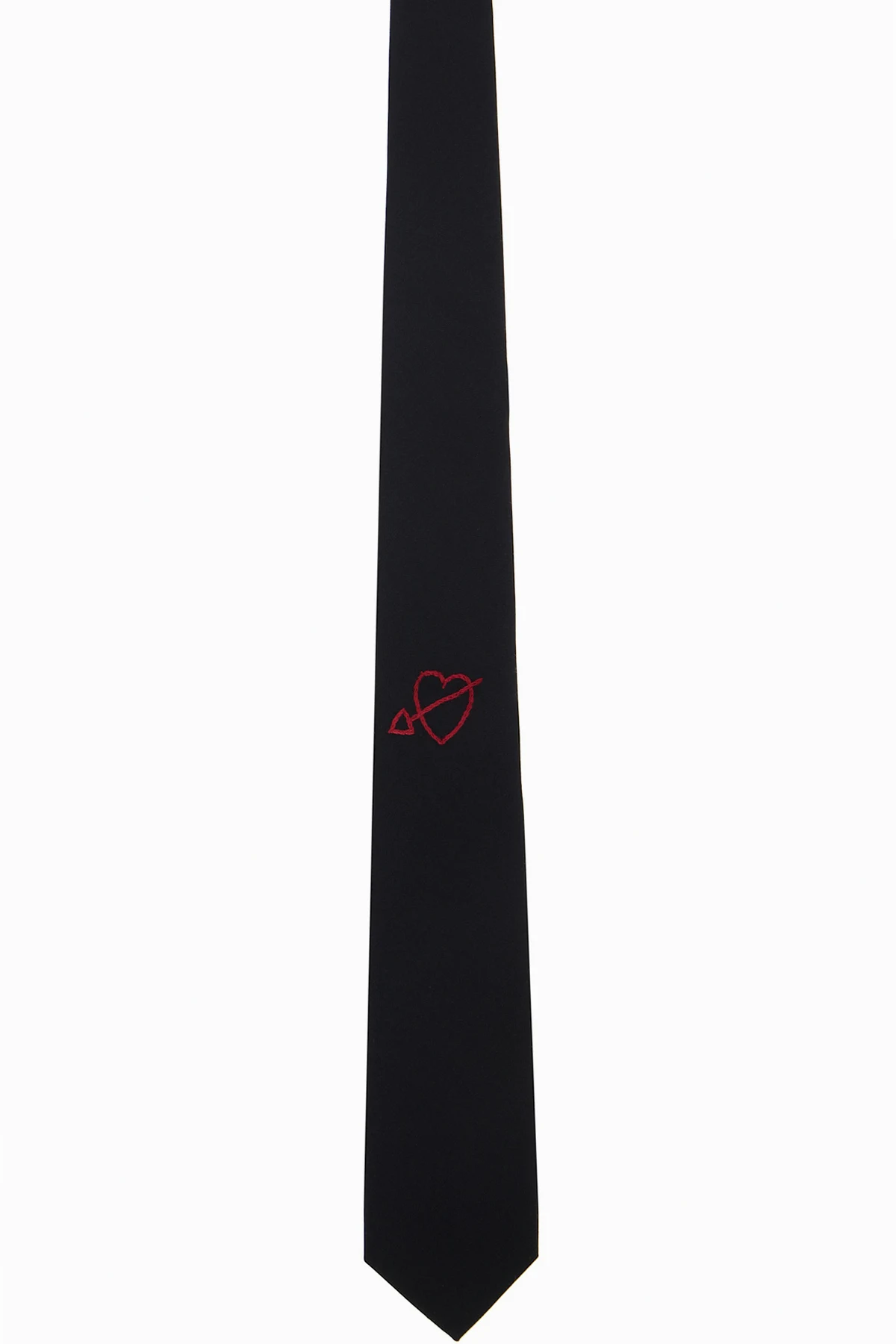 Black Heart Embroidered Tie