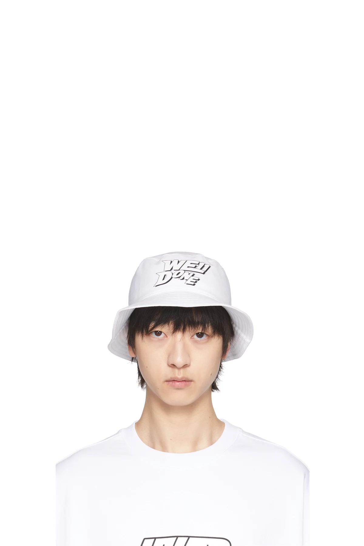 White Basic Logo Bucket Hat
