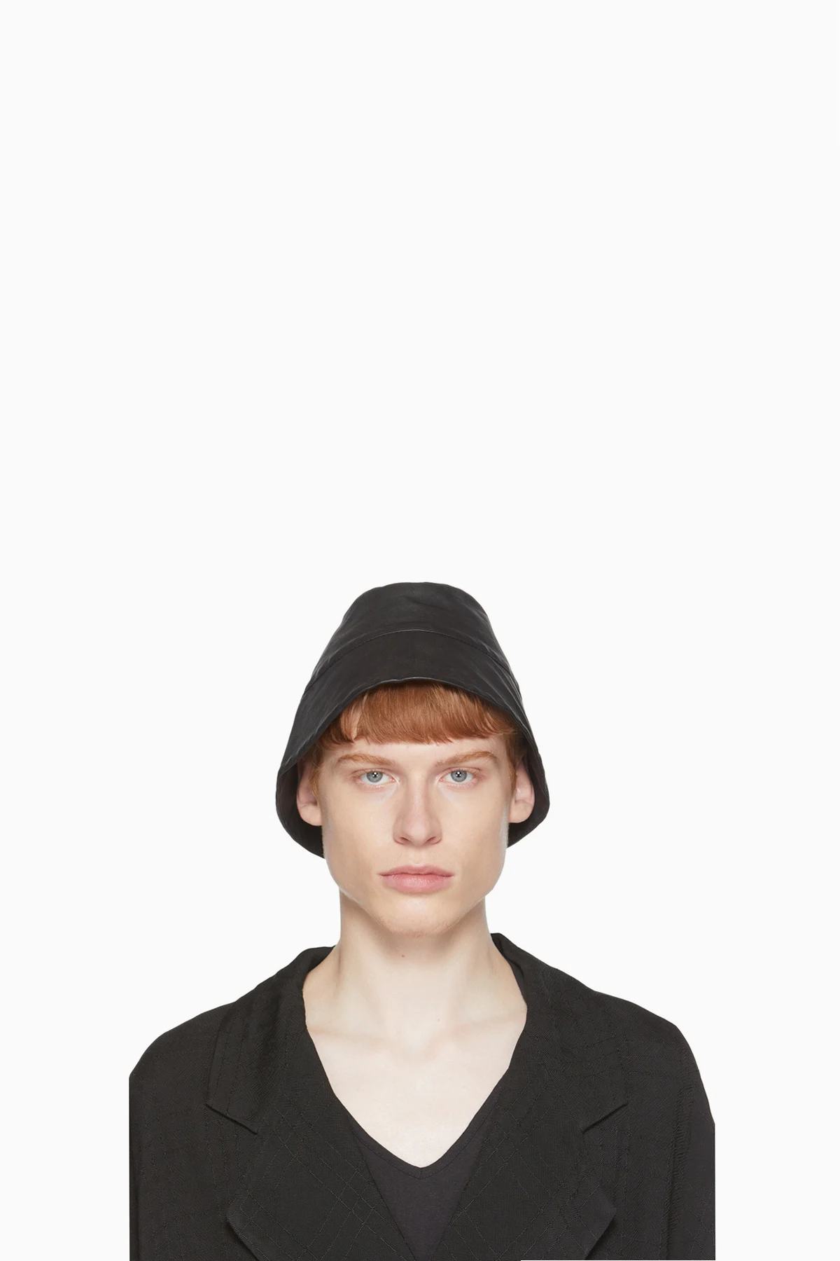 Black Leather Selim Bucket Hat