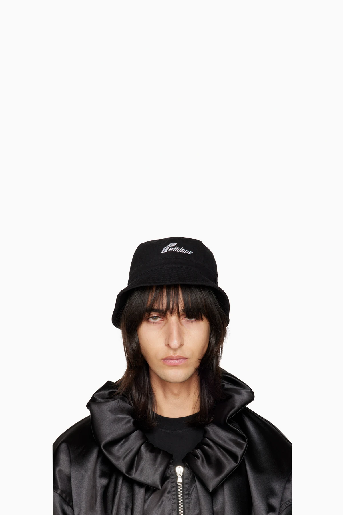 Black Embroidered Bucket Hat