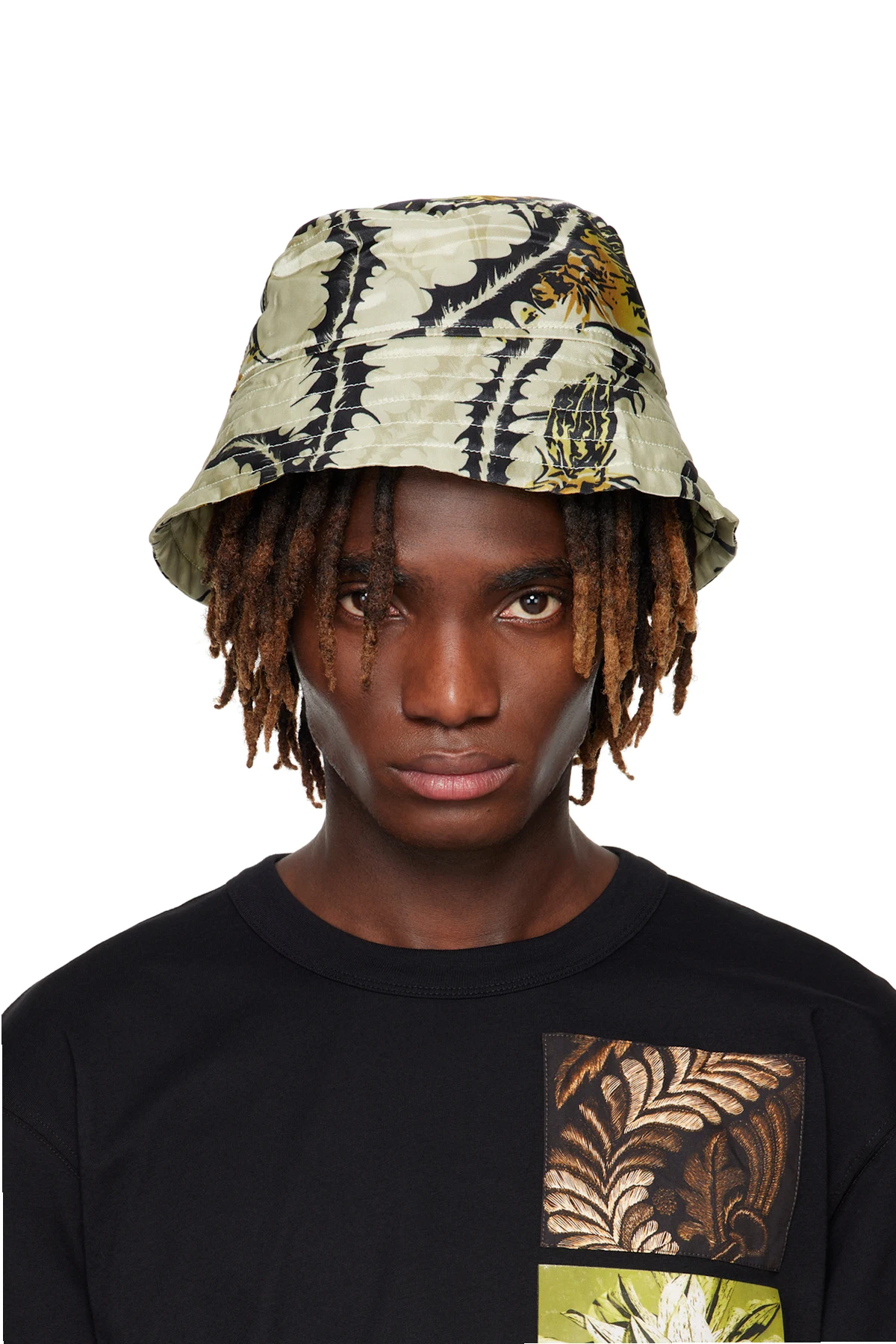 Yellow & Black Printed Bucket Hat