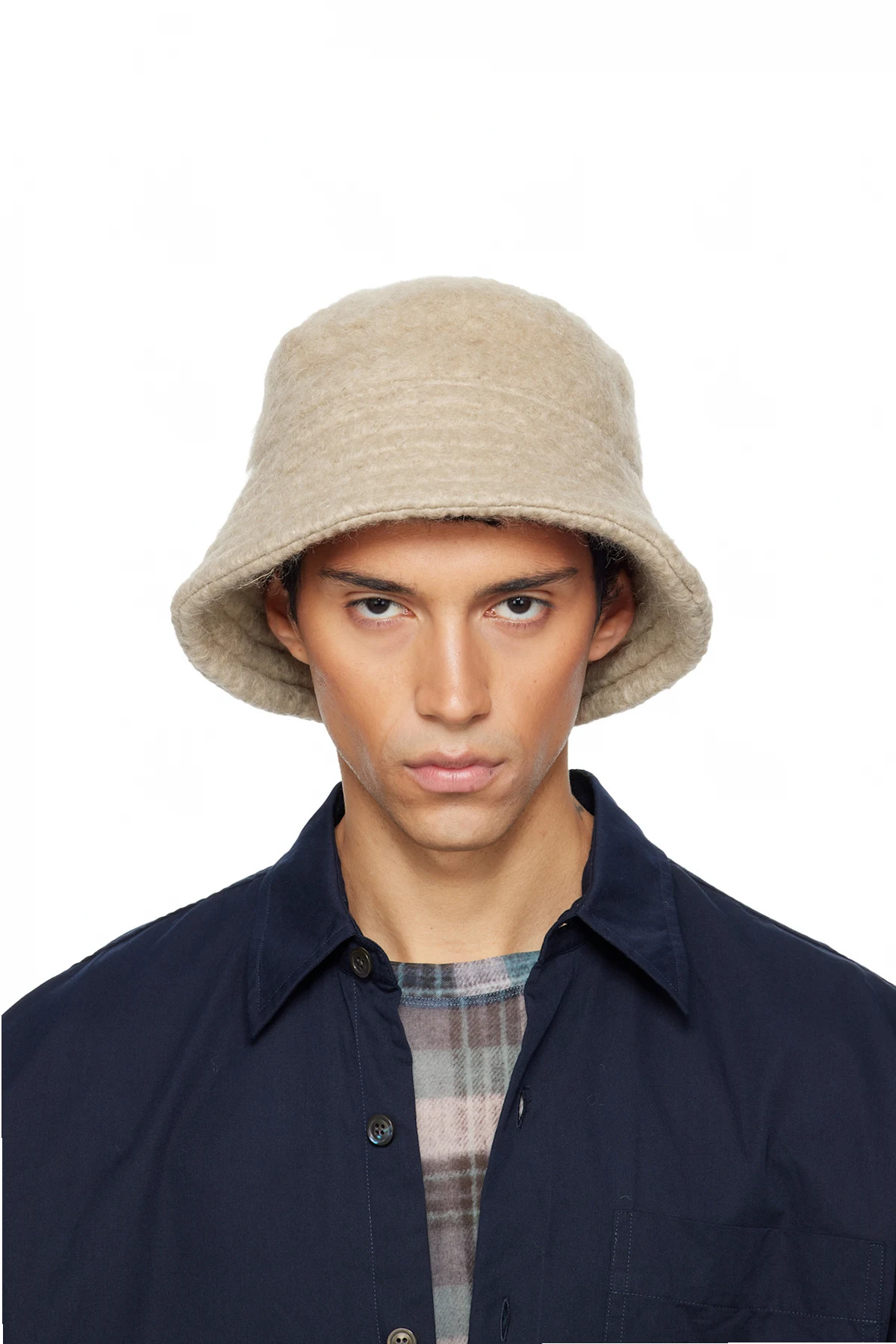 Beige Wool Mohair Bucket Hat