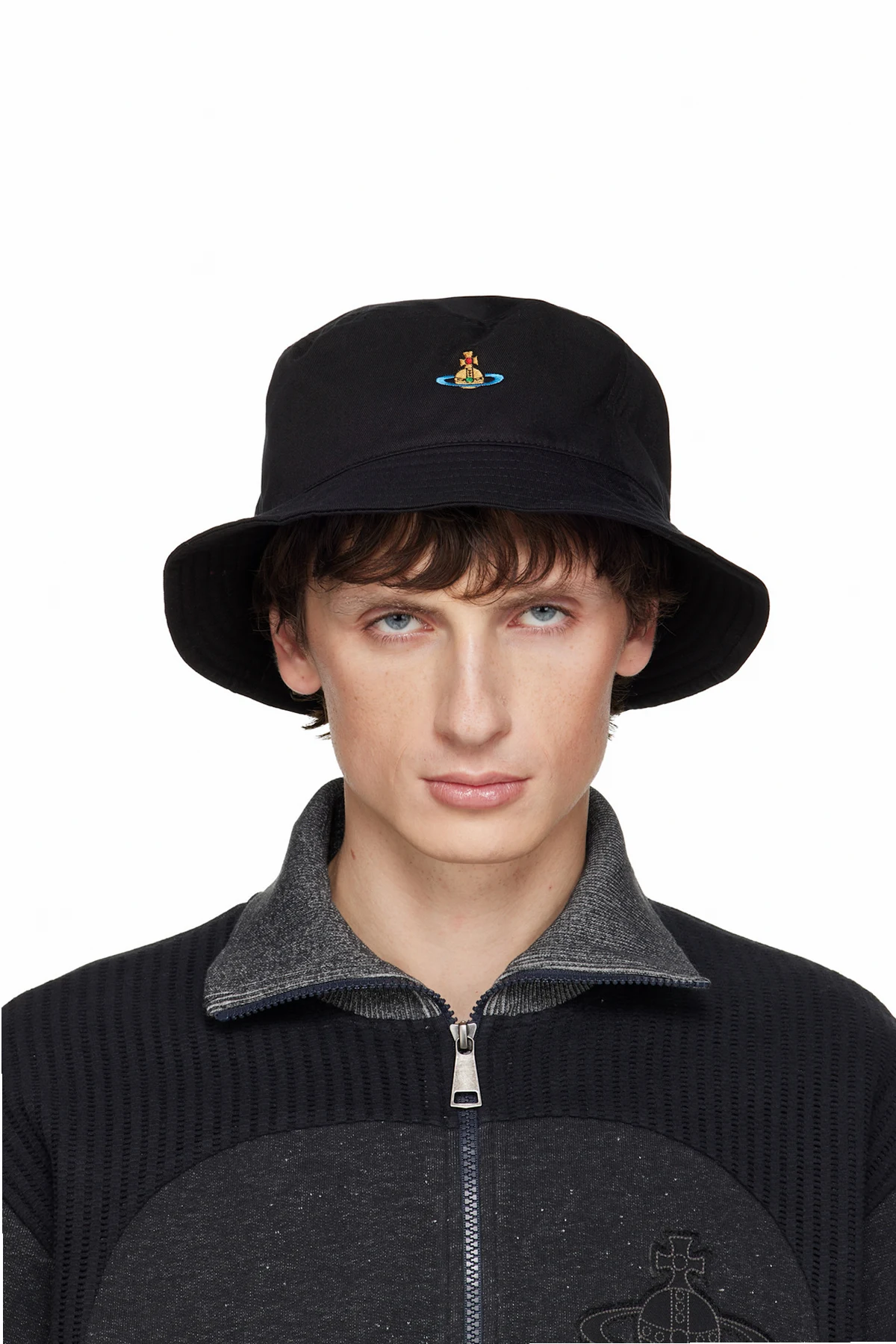 Black Embroidered Logo Bucket Hat
