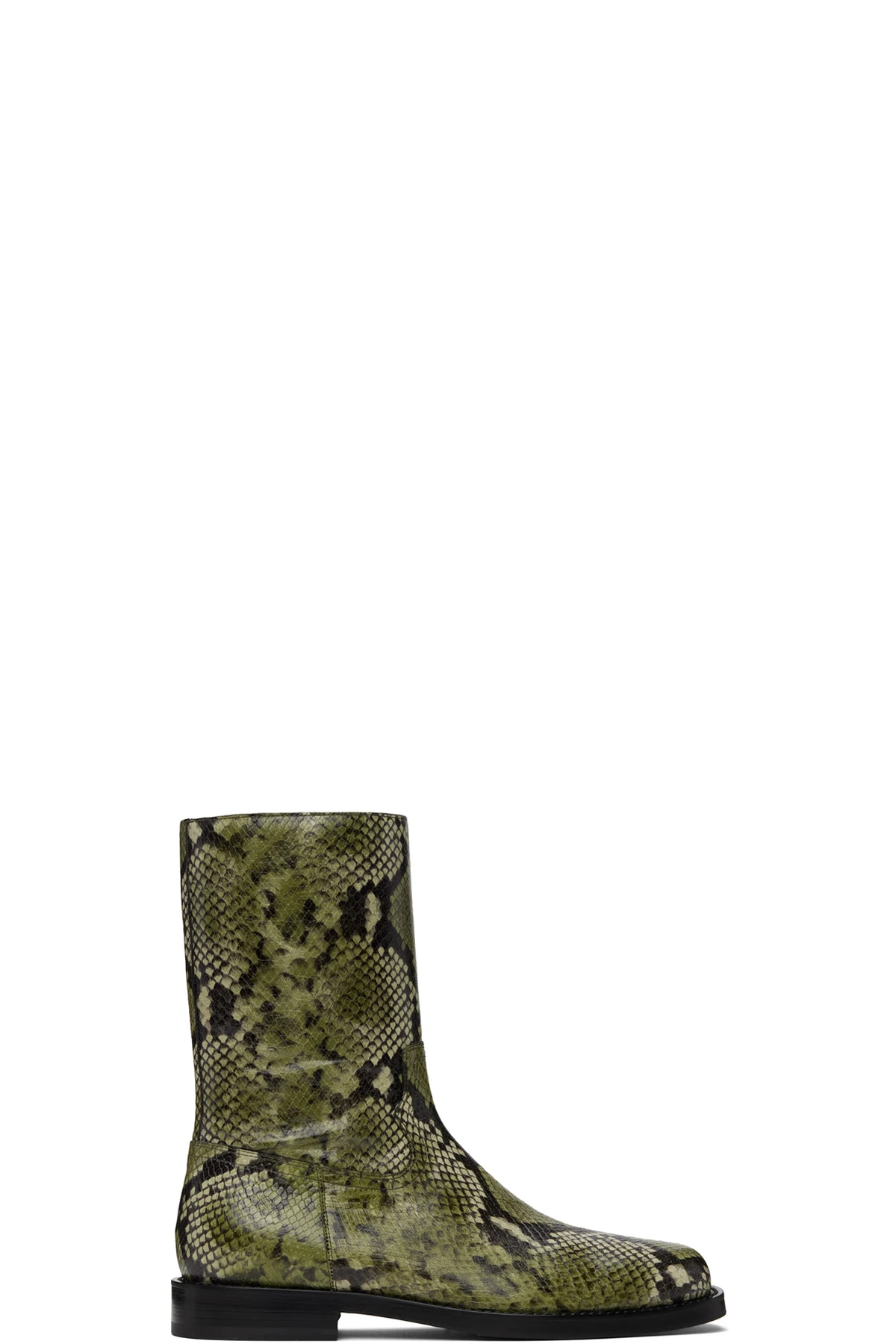 Green Snake-Embossed Leather Boots