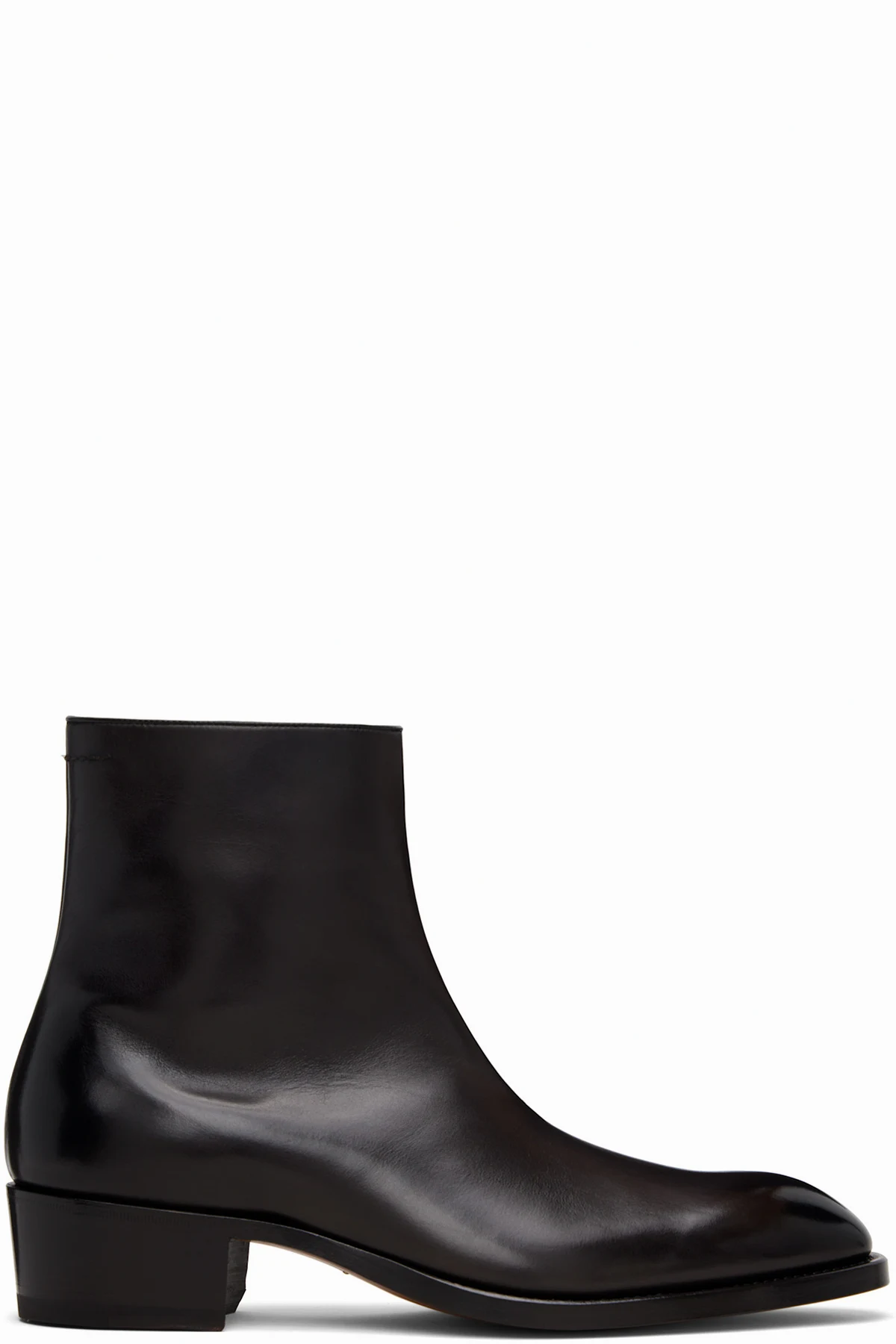 Black Burnished Leather Vincent Boots