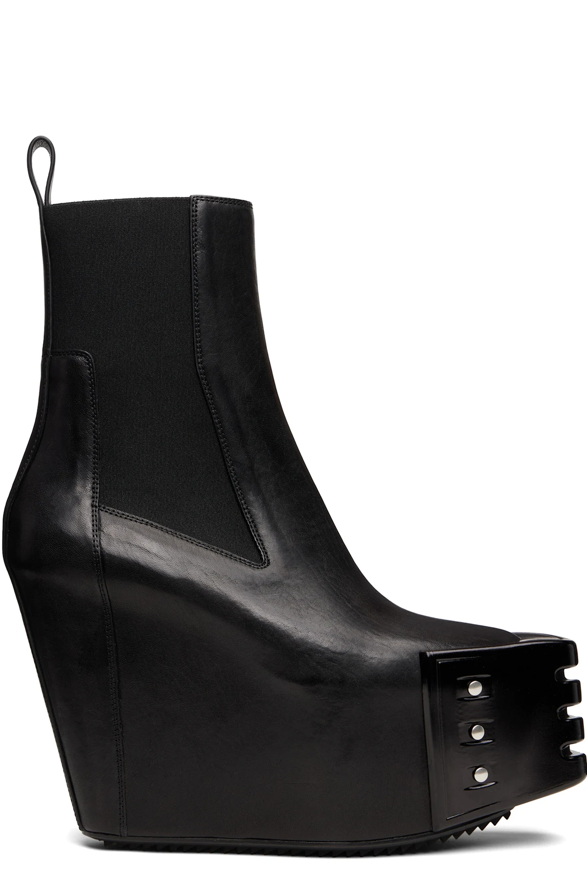 Black Grilled Wedge Beatle Chelsea Boots