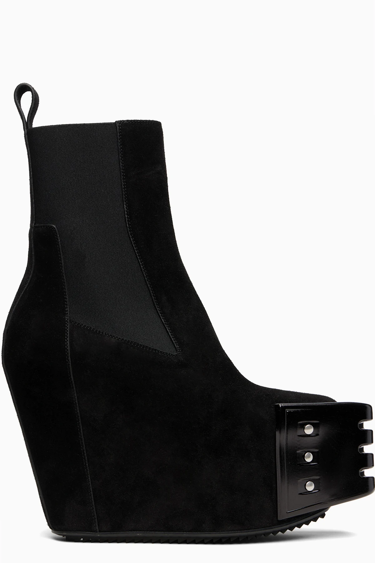 Black Grilled Wedge Beatle Suede Chelsea Boots