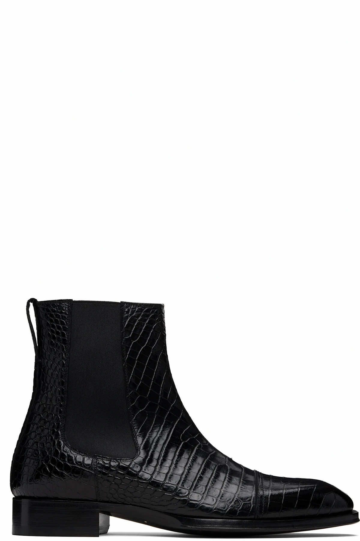 Black Shiny Printed Croc Elkan Chelsea Boots