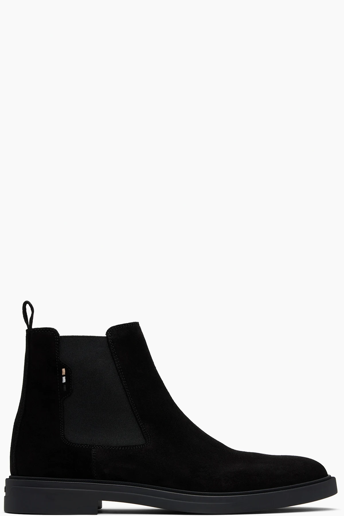 Black Signature Stripe Suede Chelsea Boots