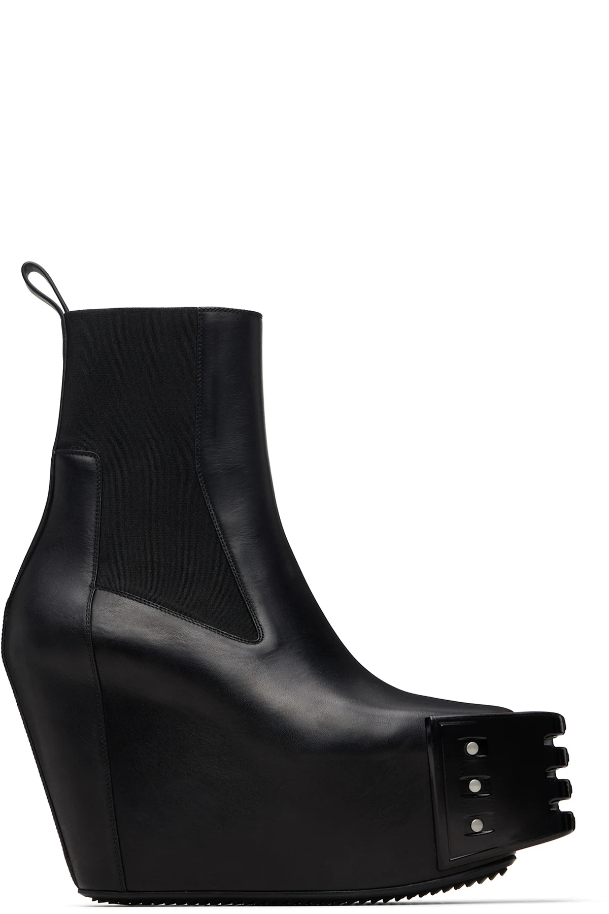 Black Temple Grilled Wedge Beatle Chelsea Boots