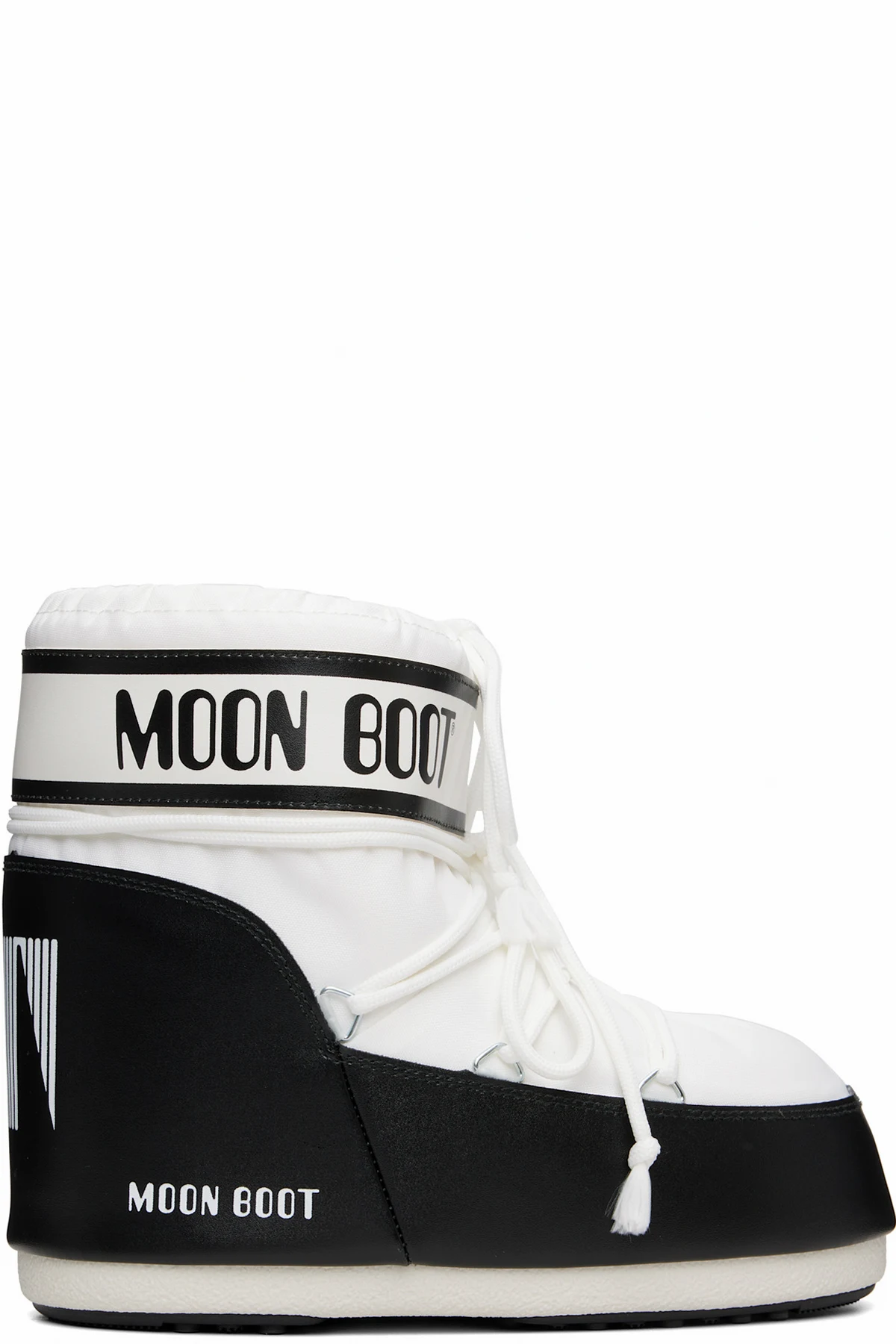 White & Black Icon Low Nylon Boots