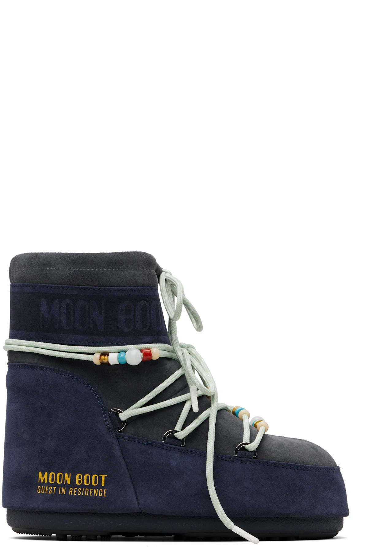 Gray & Navy Moon Boot Edition Icon Low Beaded Suede Boots