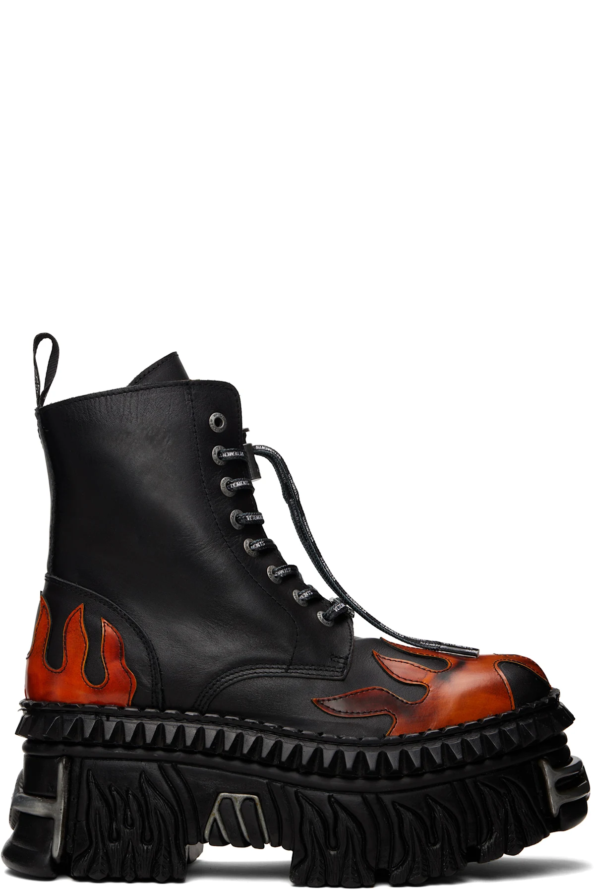 Black New Rock Edition Flame Combat Boots