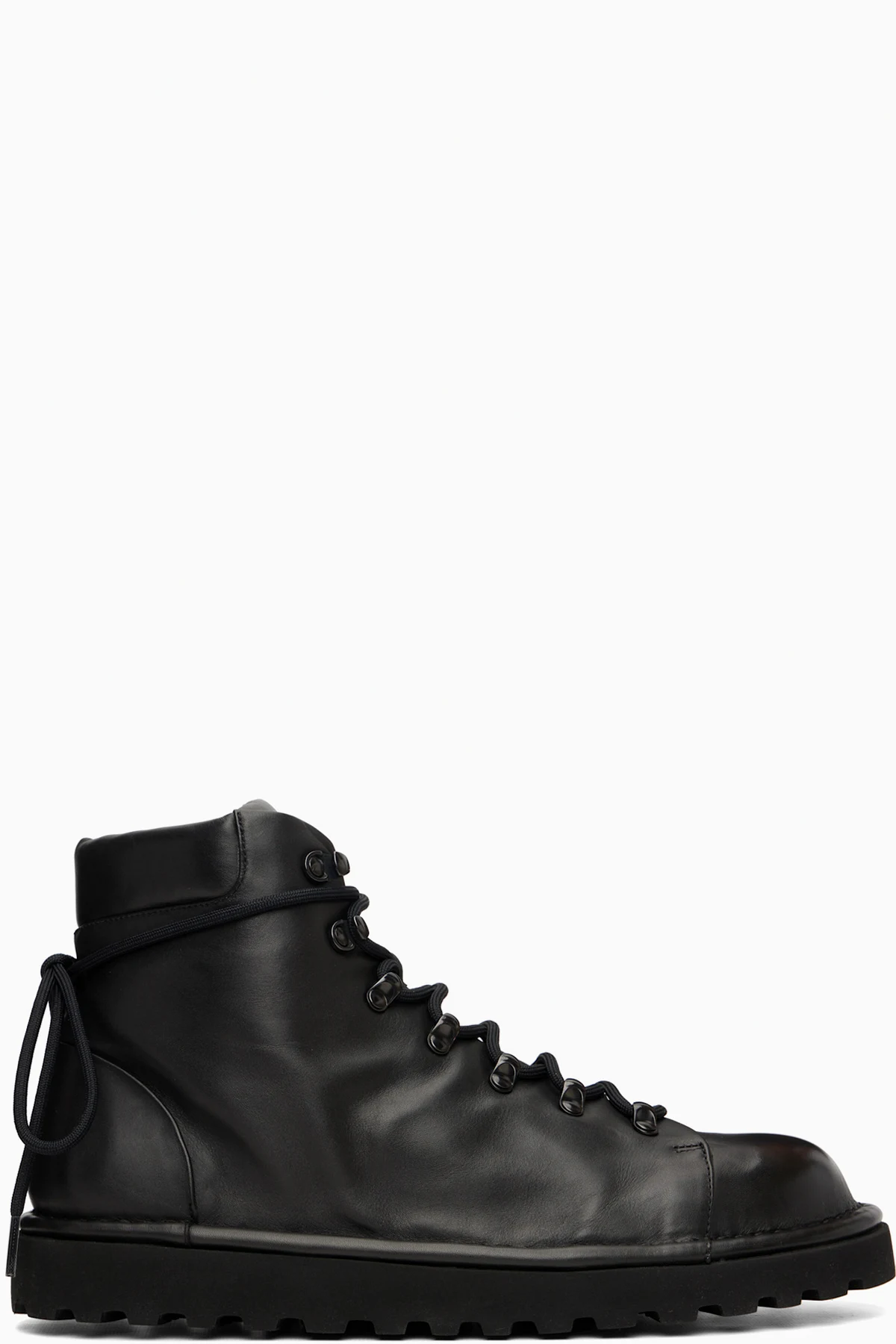 Black Pallottola Crepping Leather Ankle Boots
