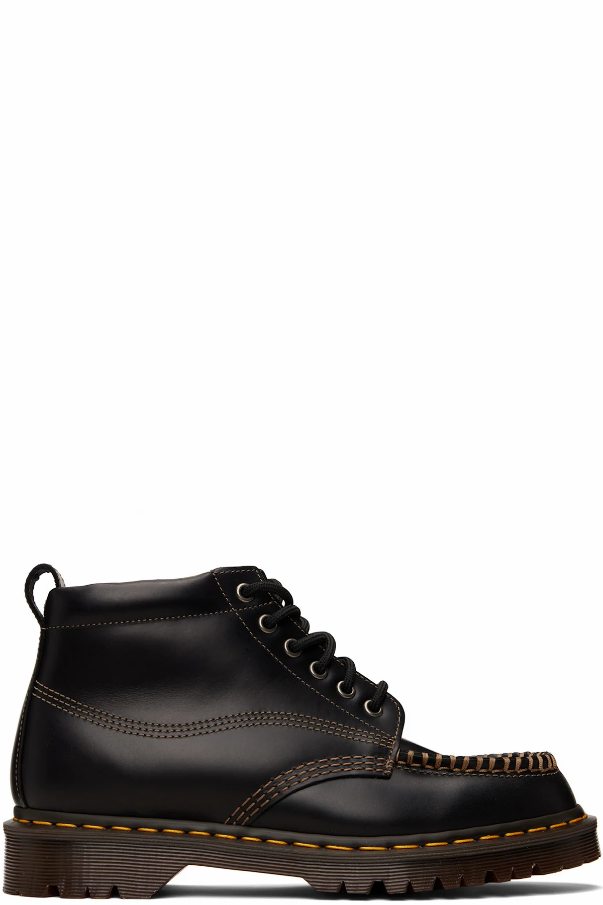 Black Lowell Chukka Moc Toe Leather Ankle Boots