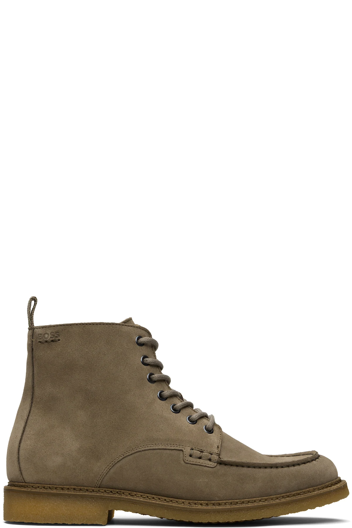 Beige Suede Crepe-Outsole Half Boots