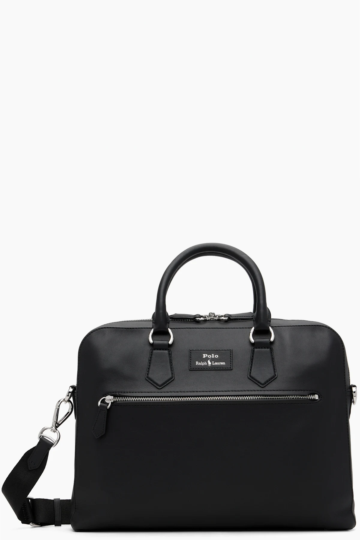 Black Smooth Leather Commuter Briefcase