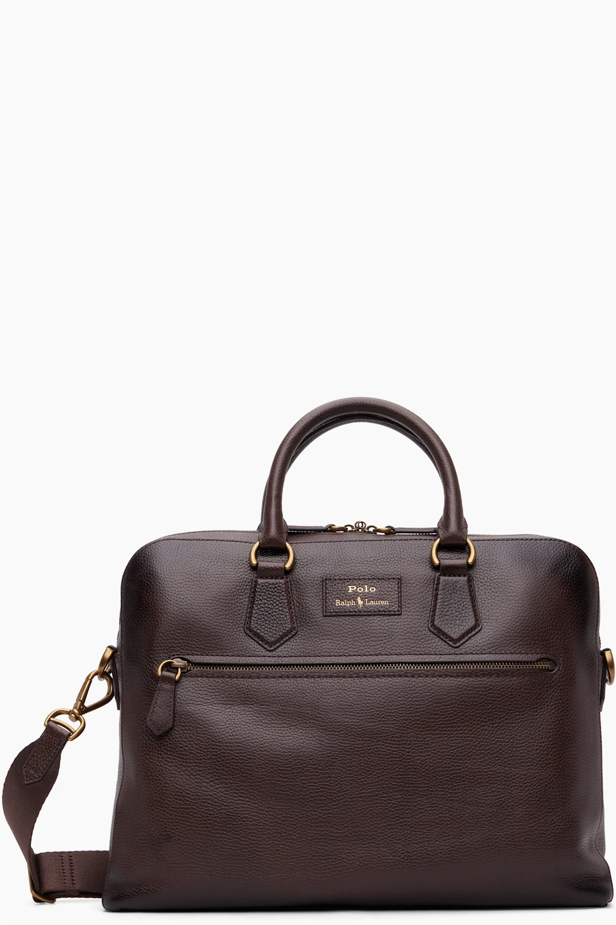 Brown Pebbled Leather Commuter Briefcase