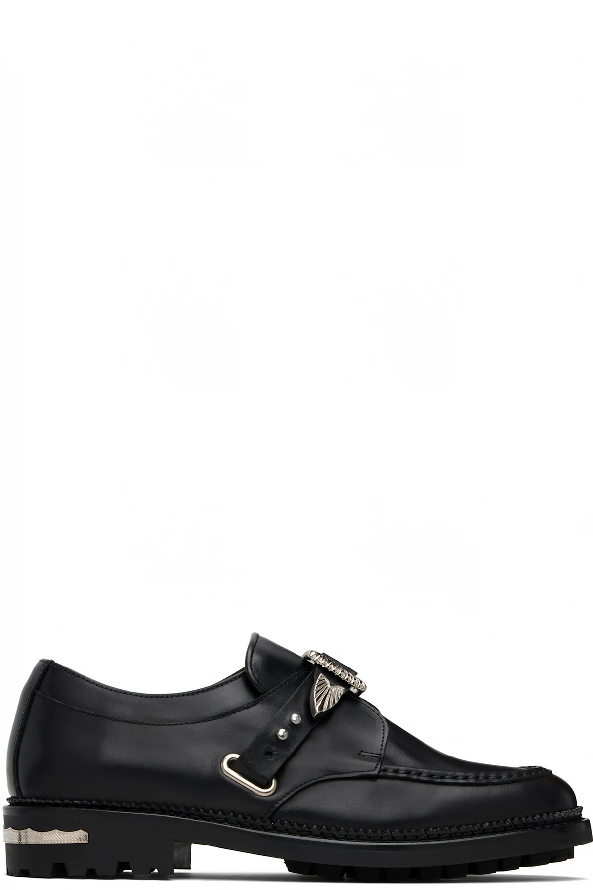 SSENSE Exclusive Black Hard Leather Monkstraps
