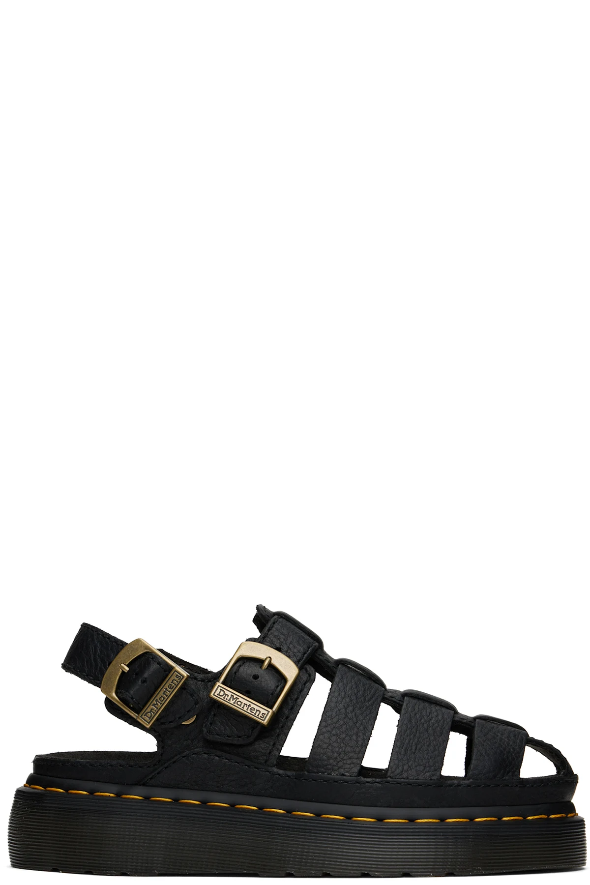 Black Wrenlie Grizzly Leather Fisherman Sandals