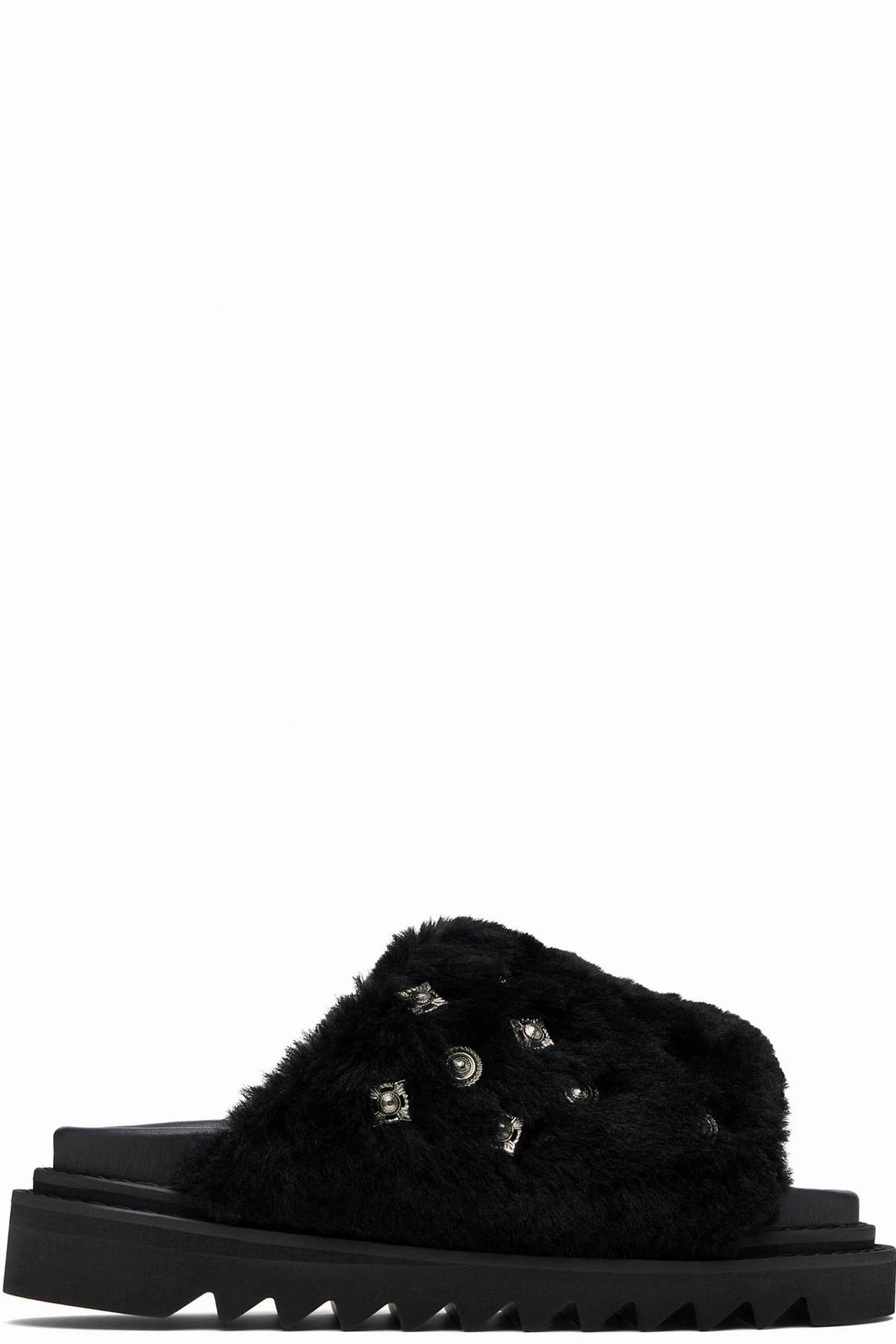 Black Shearling Sandals