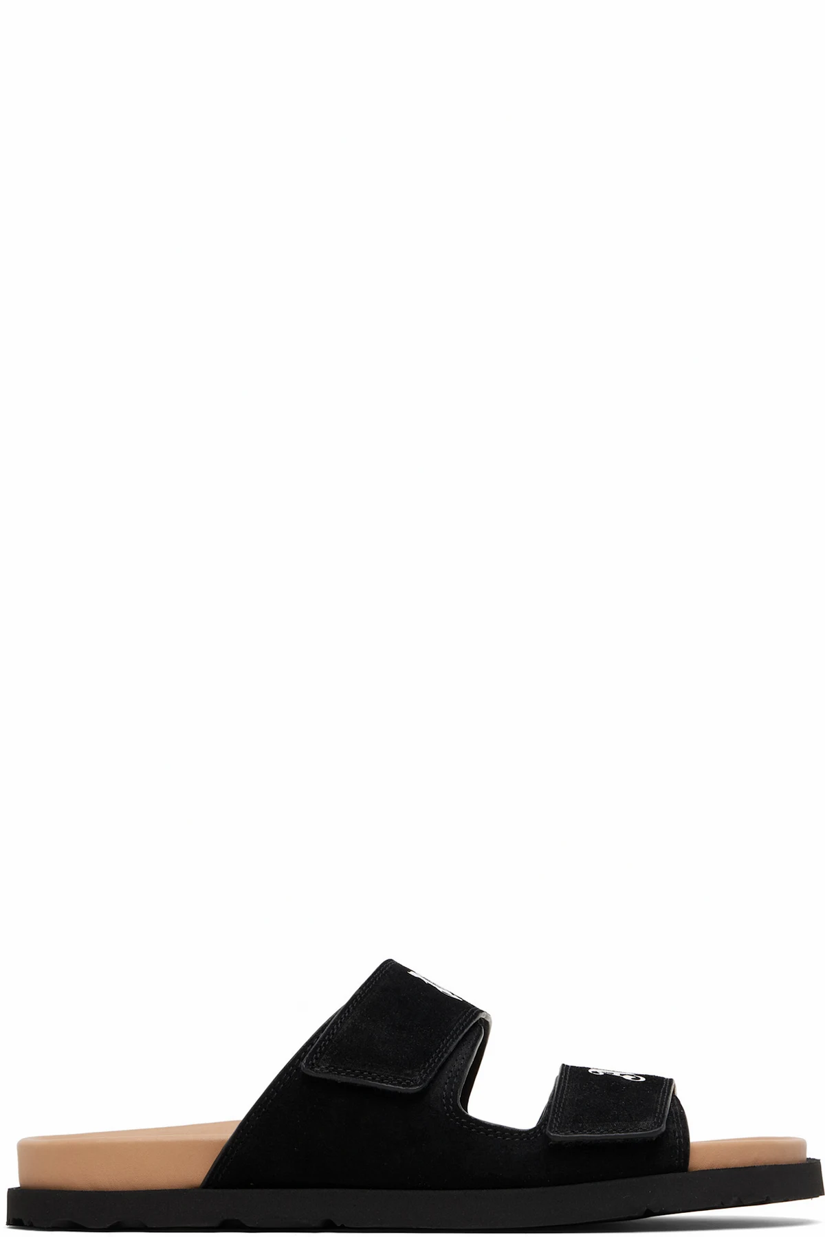 Black Logo Suede Sandals