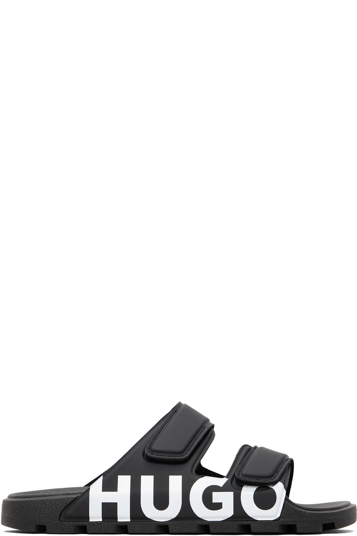 Black Logo Double Touch-Closure Sandals