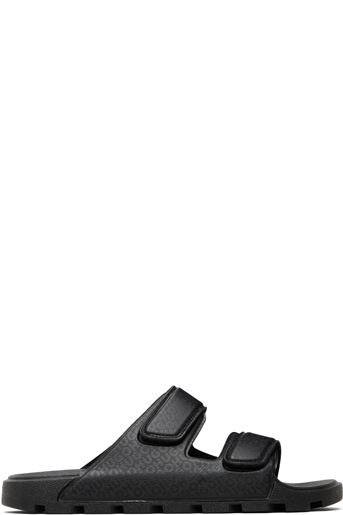 Black Printed-Logo Sandals