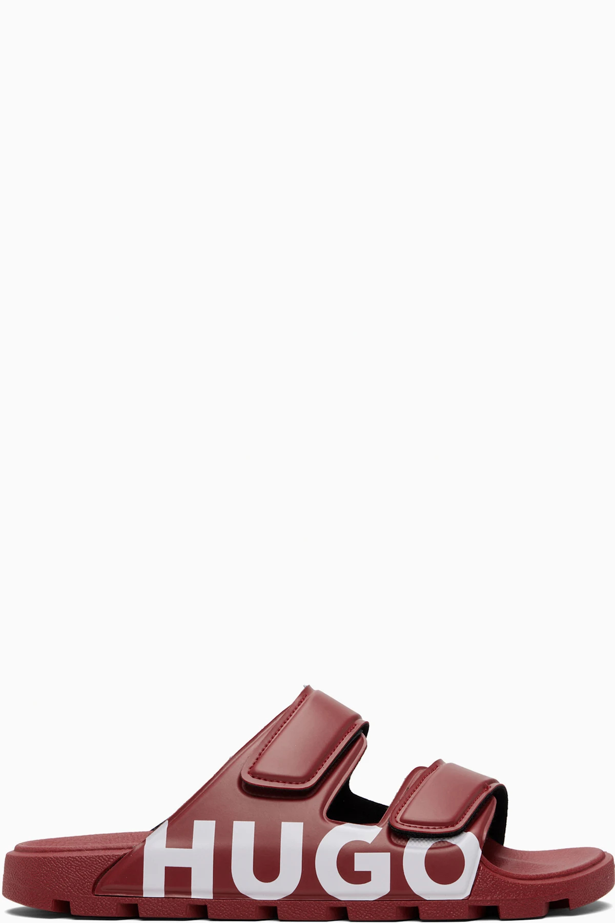 Red Double Touch-Closure Straps Logo Sandals