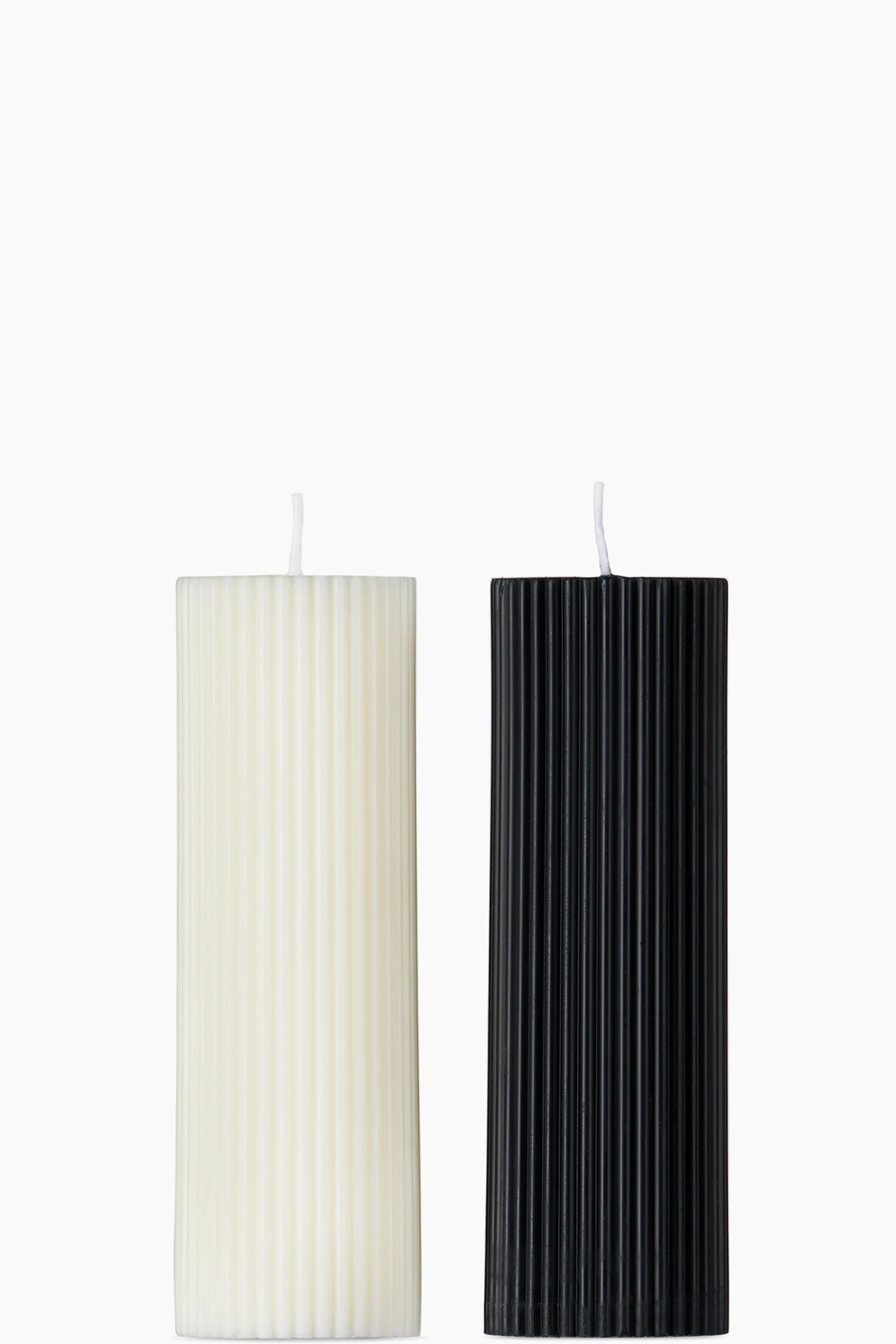Black & White Wide Column Pillar Party Candle Set