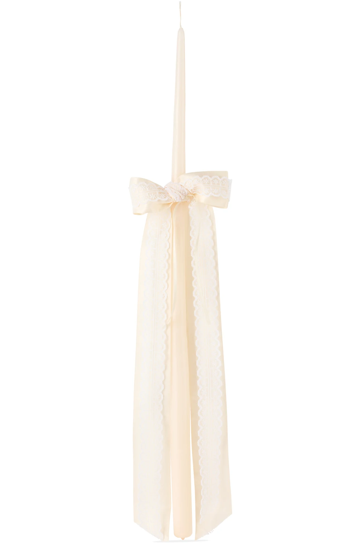 Off-White Lace Bow Taper Candle