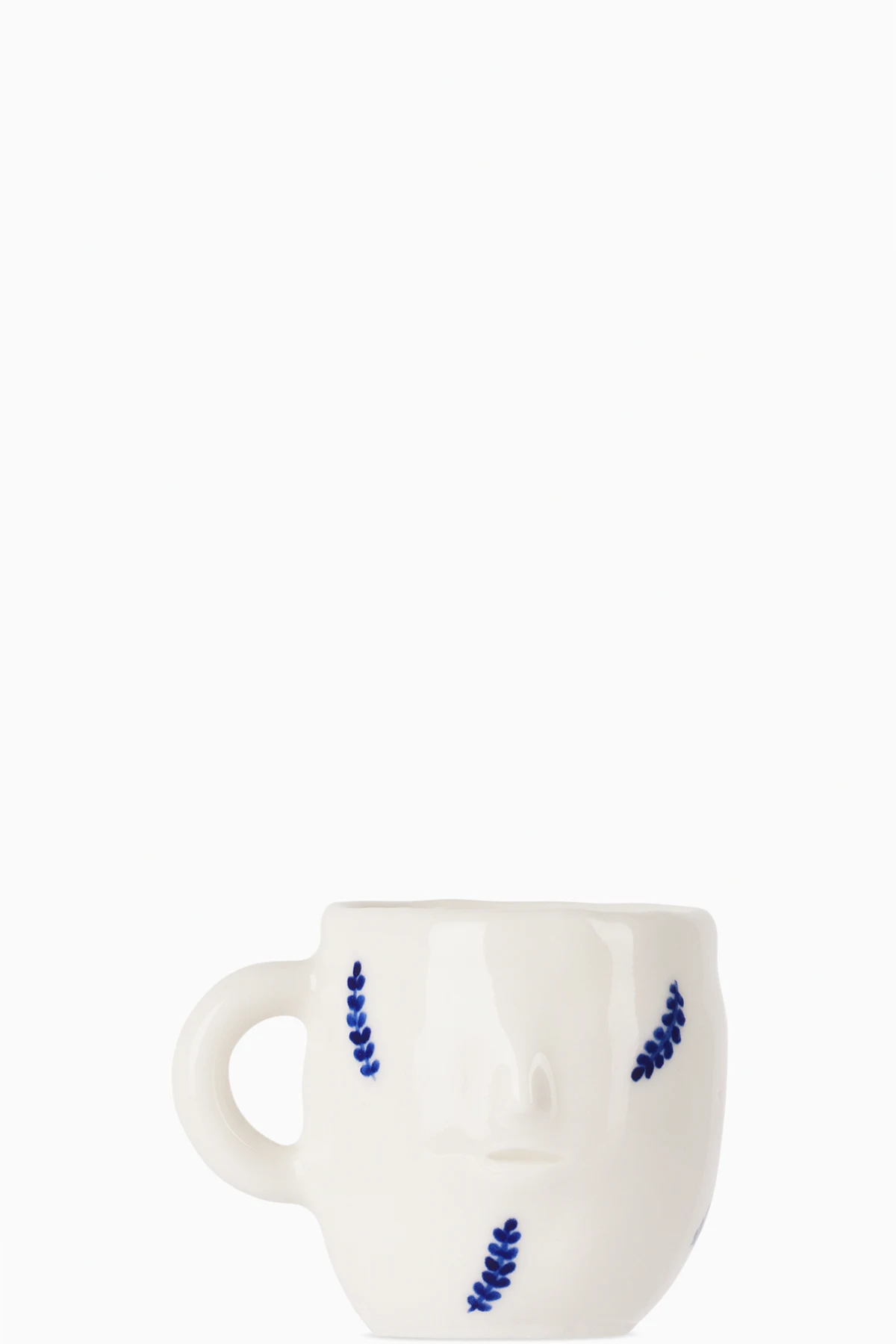 White & Blue Floating Leaf Espresso Cup