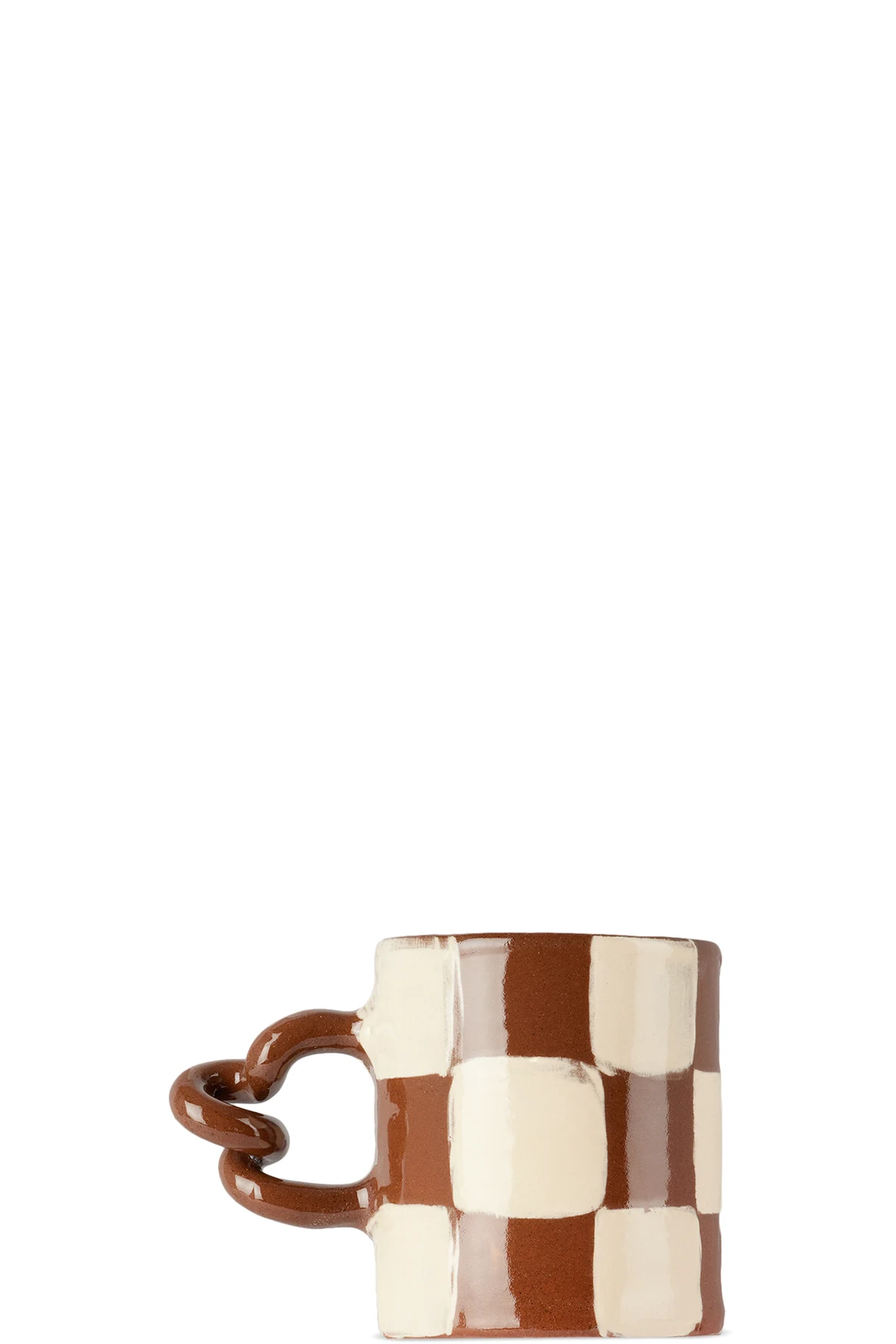 Brown & White Checkered Wiggle Mug