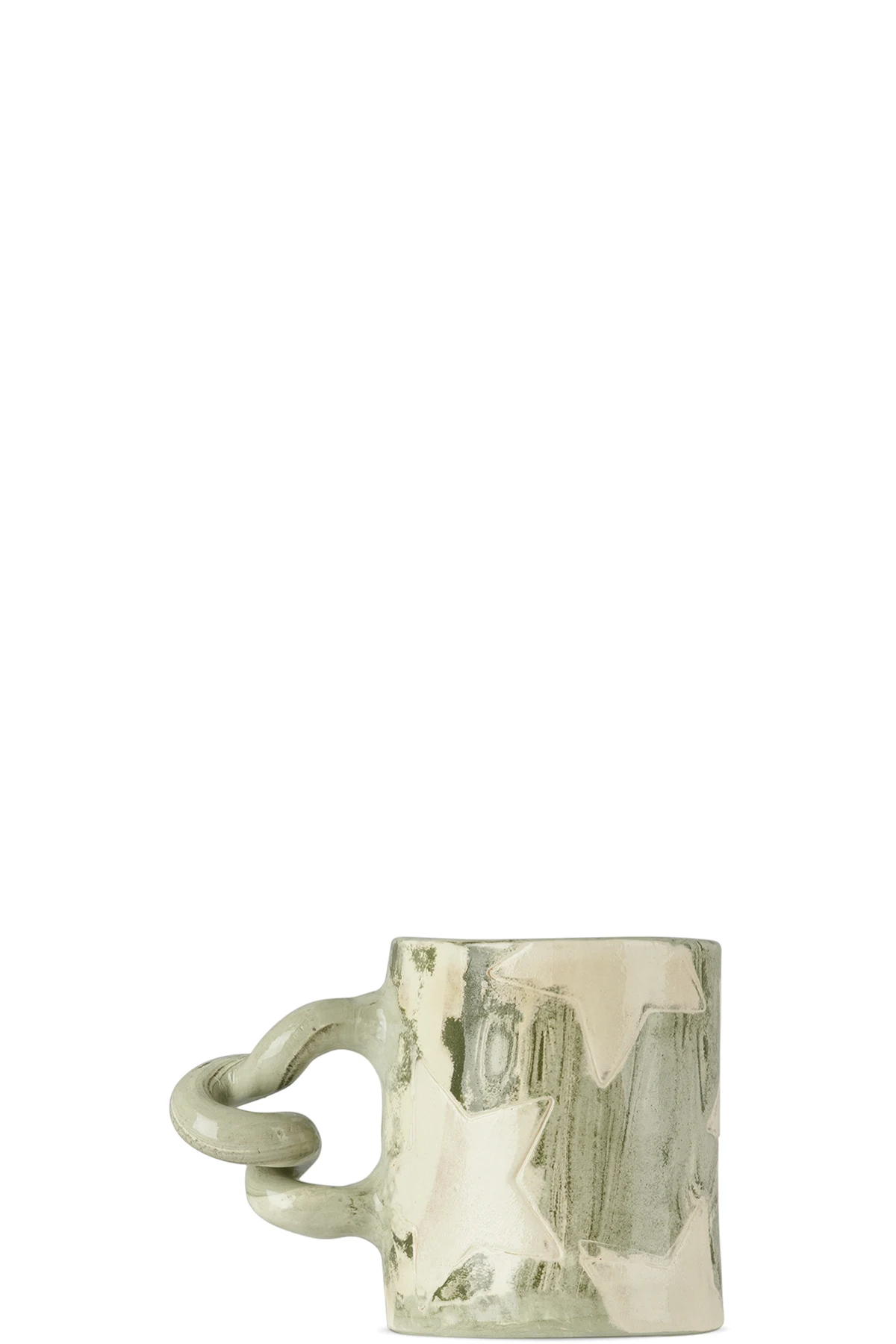 SSENSE Exclusive Green & White Marbled Star Wiggle Mug