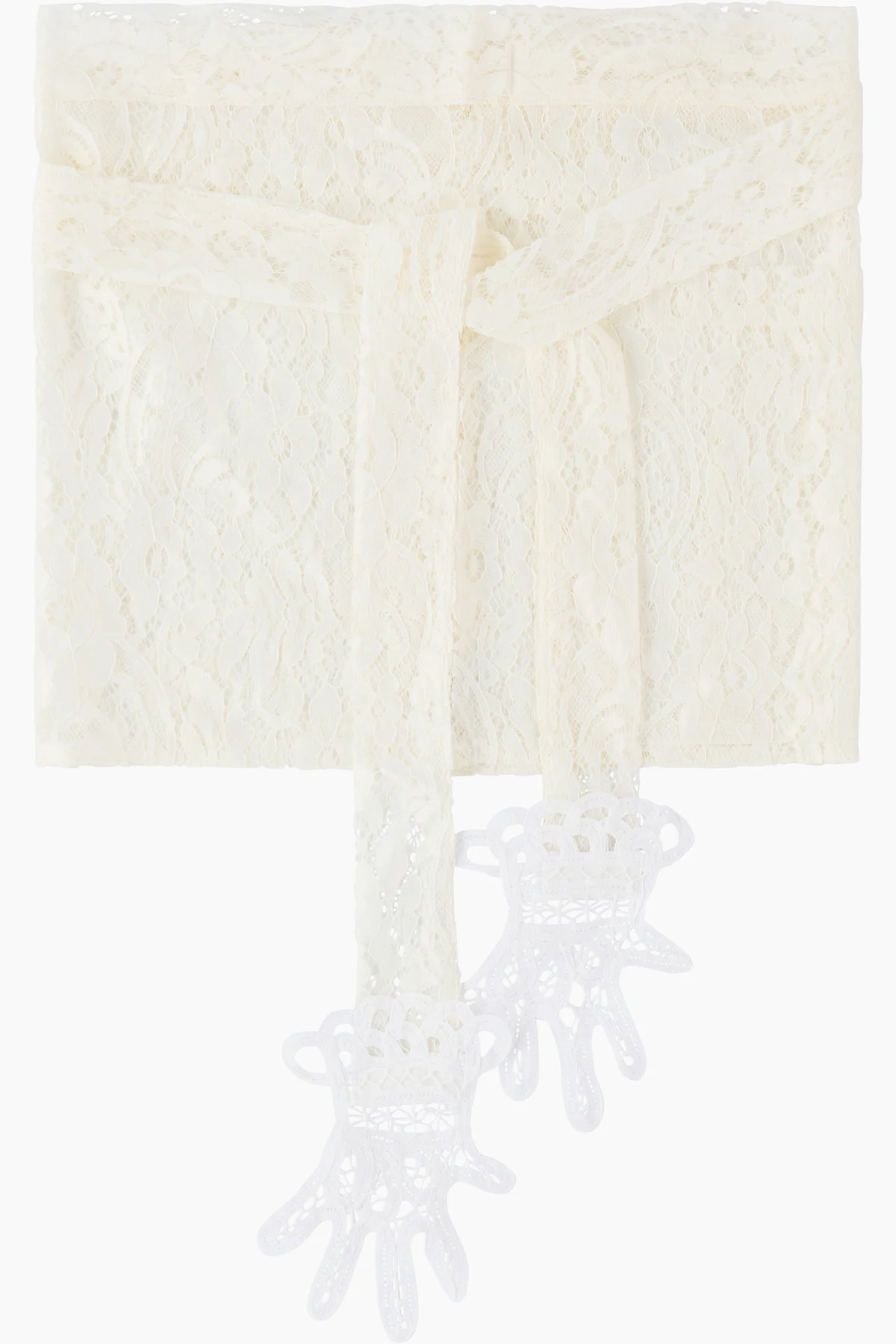 White Embroidered Mini Lace Hands Apron